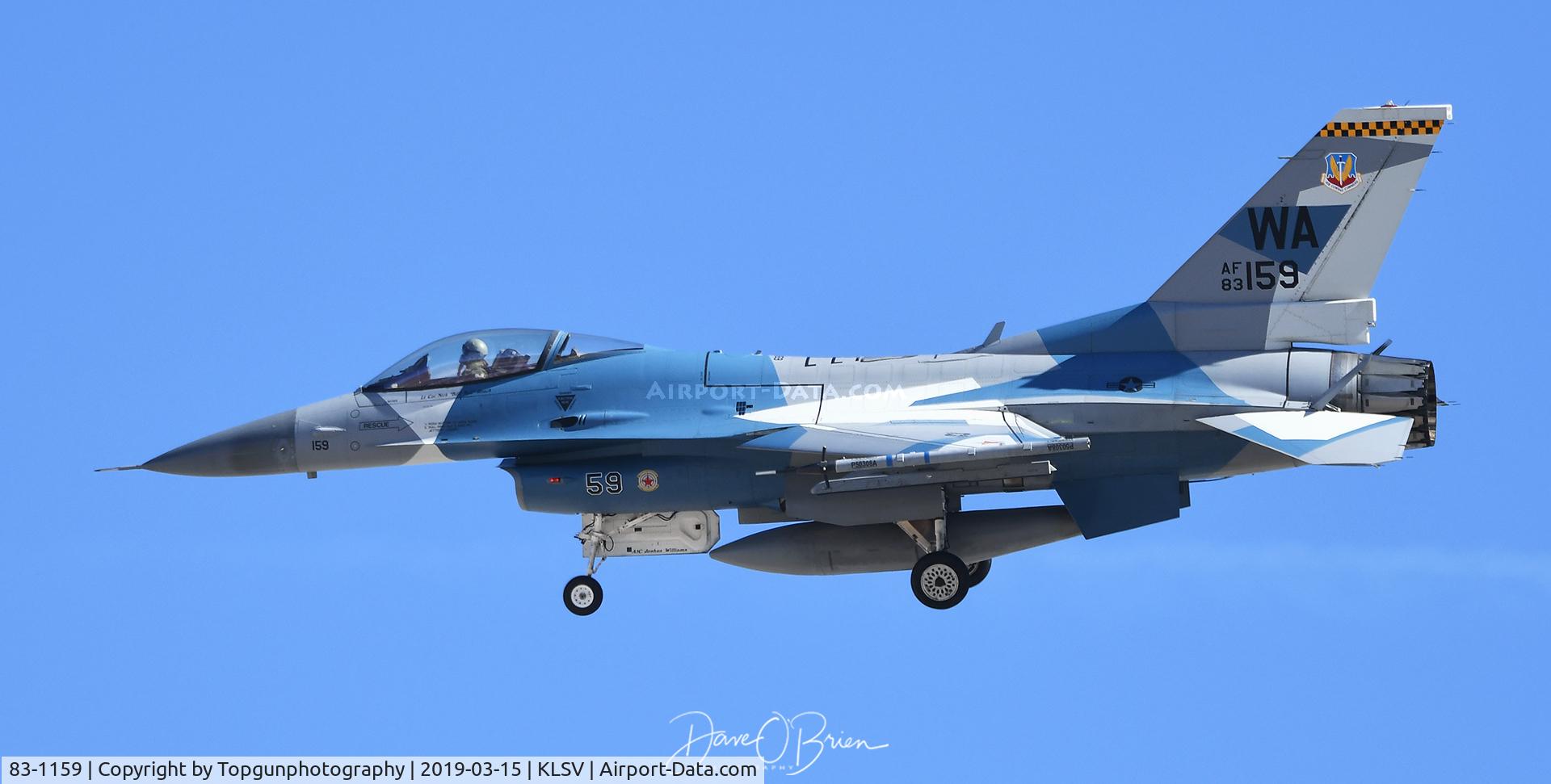 83-1159, 1983 General Dynamics F-16C Fighting Falcon C/N 5C-42, Aggressor in Splinter Paint scheme landing
