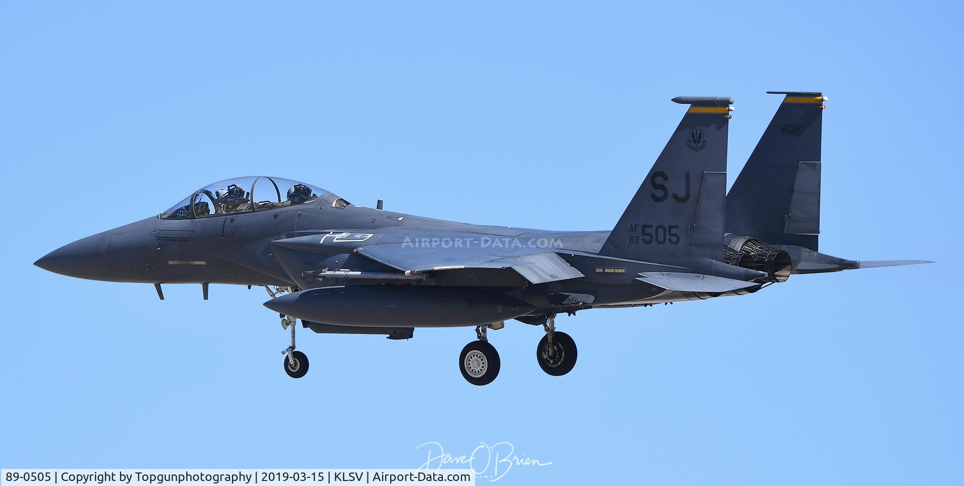 89-0505, 1989 McDonnell Douglas F-15E Strike Eagle C/N 1152/E127, Mudhen coming into land after RF sortie