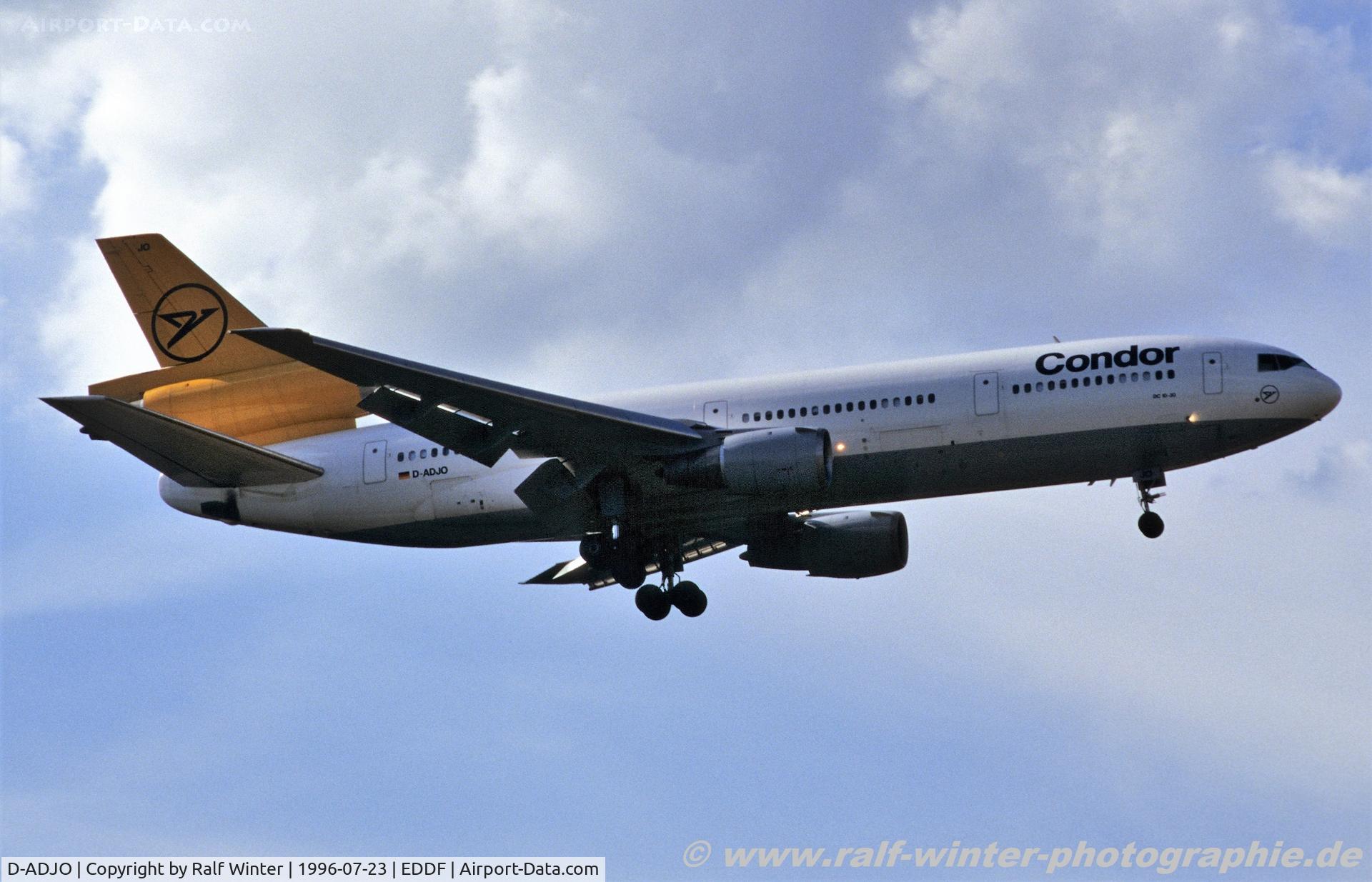D-ADJO, 1975 McDonnell Douglas DC-10-30 C/N 47928, McDonnell Dougla DC-10-30F - DE CFG Condor - 47928 - D-ADJO - 23.07.1996 - FRA