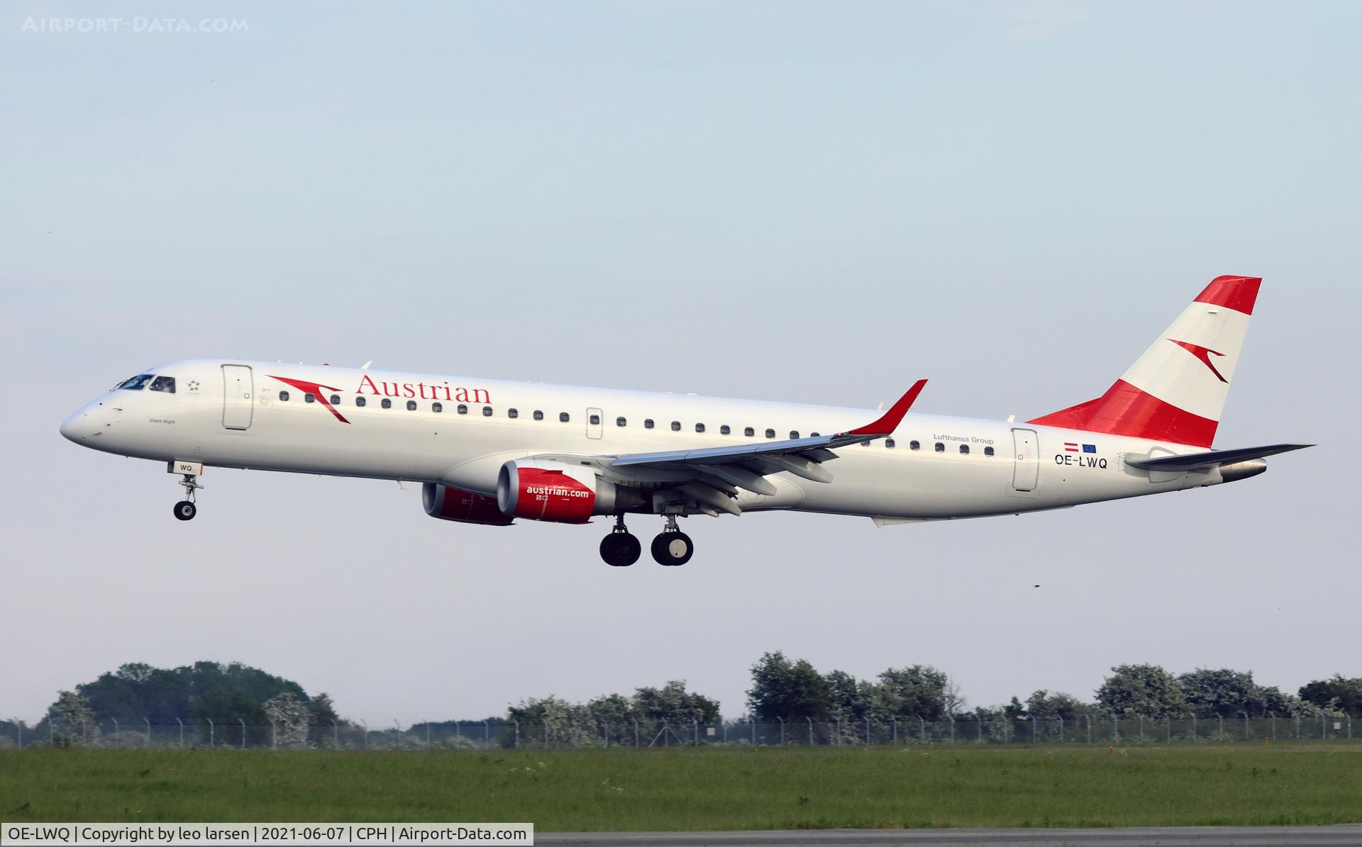 OE-LWQ, 2012 Embraer 195LR (ERJ-190-200LR) C/N 19000565, Copenhagen 7.6.2021