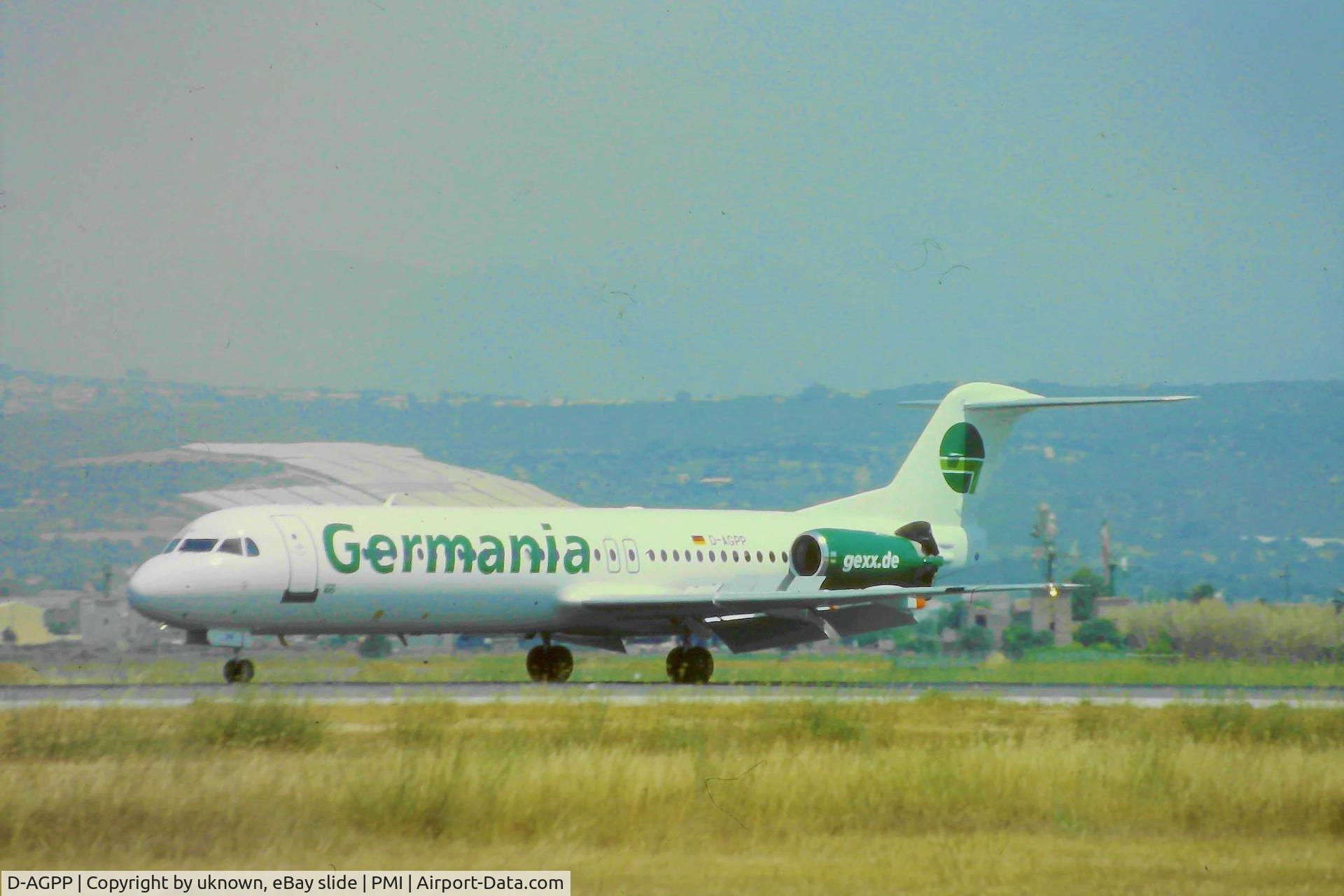 D-AGPP, 1991 Fokker 100 (F-28-0100) C/N 11337, eBay Slide