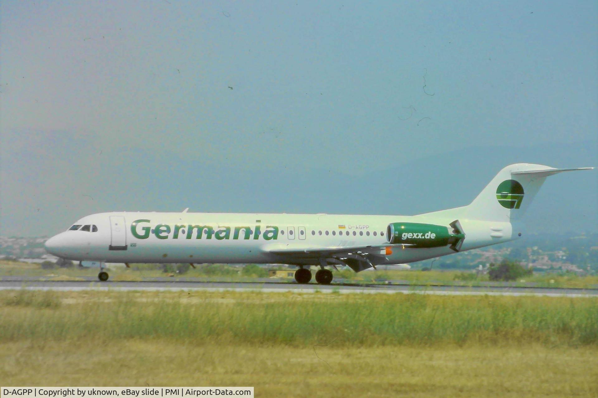 D-AGPP, 1991 Fokker 100 (F-28-0100) C/N 11337, eBay slide