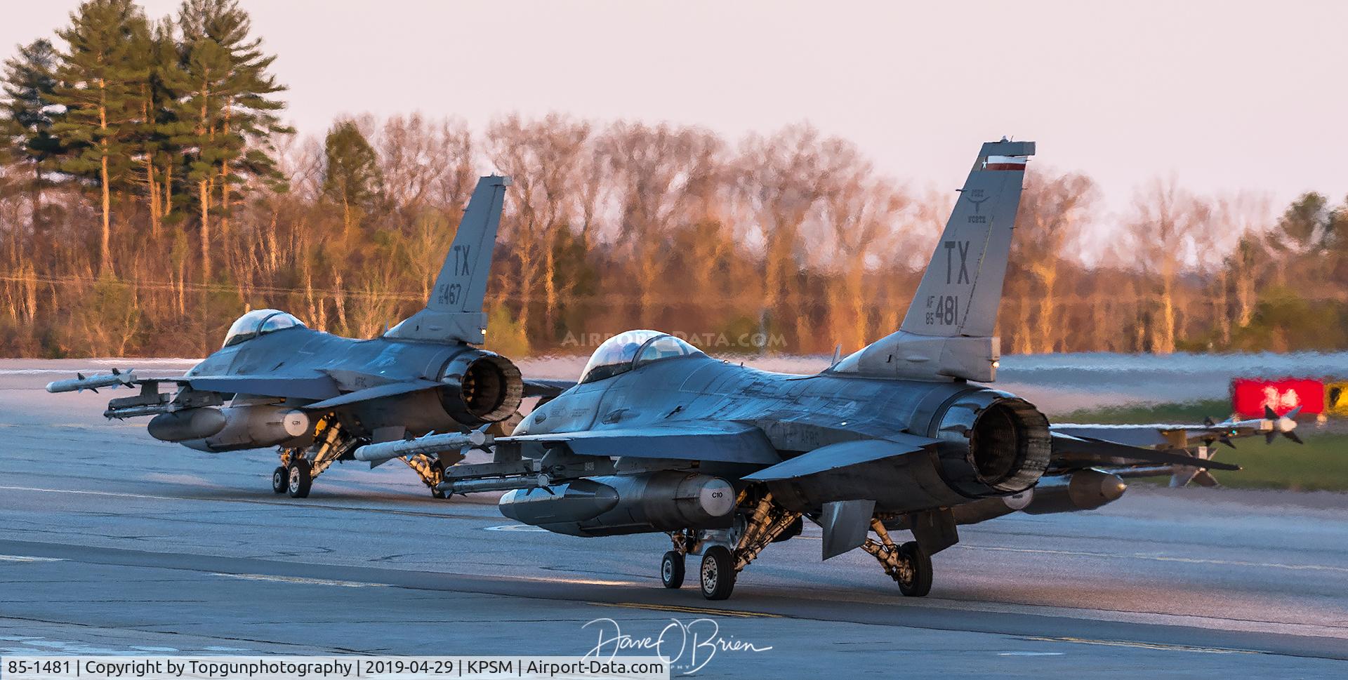 85-1481, 1985 General Dynamics F-16C Fighting Falcon C/N 5C-261, TREND flight holding short