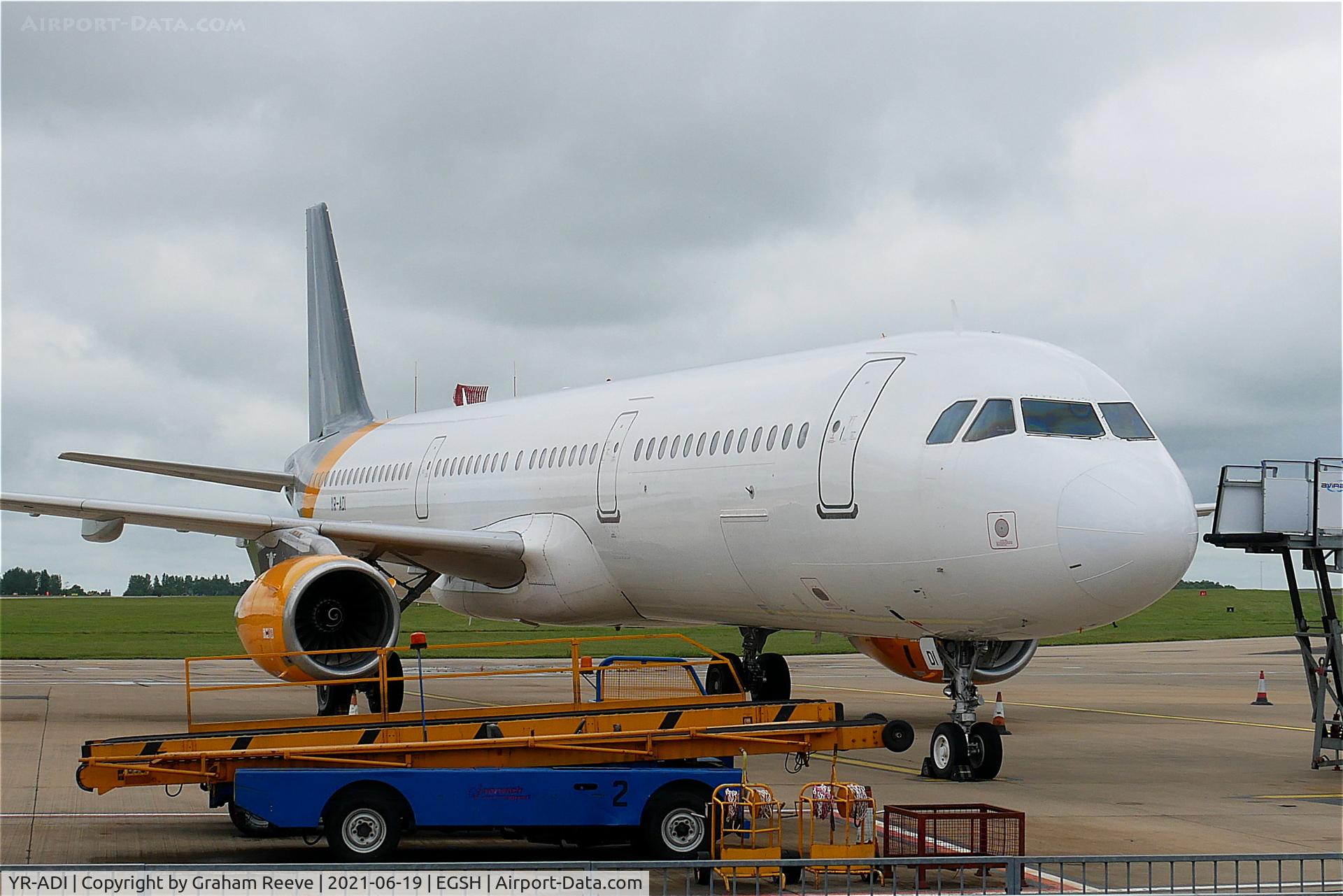 YR-ADI, 2000 Airbus A321-231 C/N 1366, On stand at Norwich.