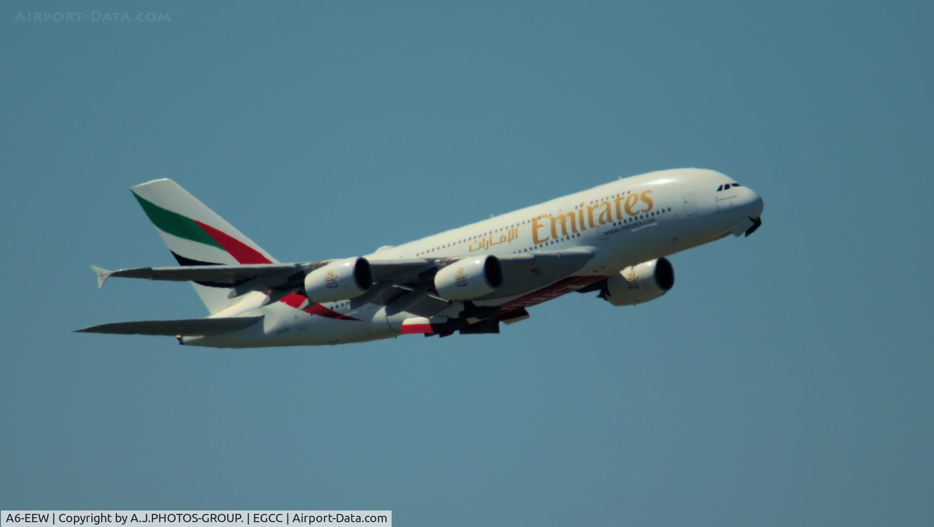 A6-EEW, 2013 Airbus A380-861 C/N 153, just taken off on 05L.