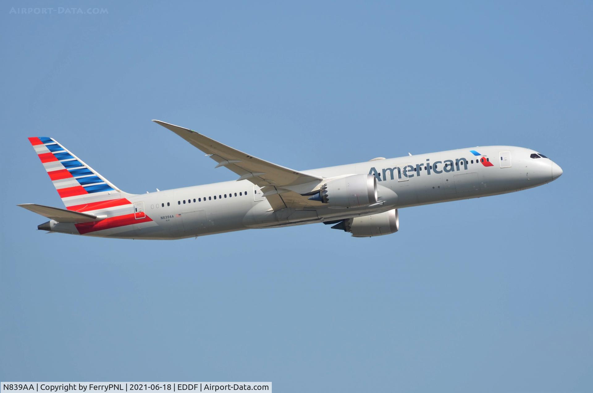 N839AA, 2018 Boeing 787-9 Dreamliner C/N 40646, American B789 taking-off