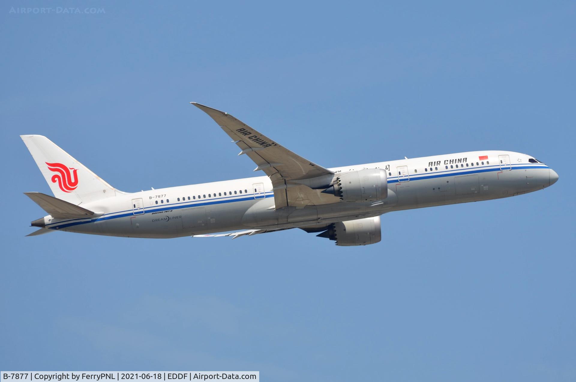B-7877, 2016 Boeing 787-9 Dreamliner C/N 34305, Departure of Air China B789