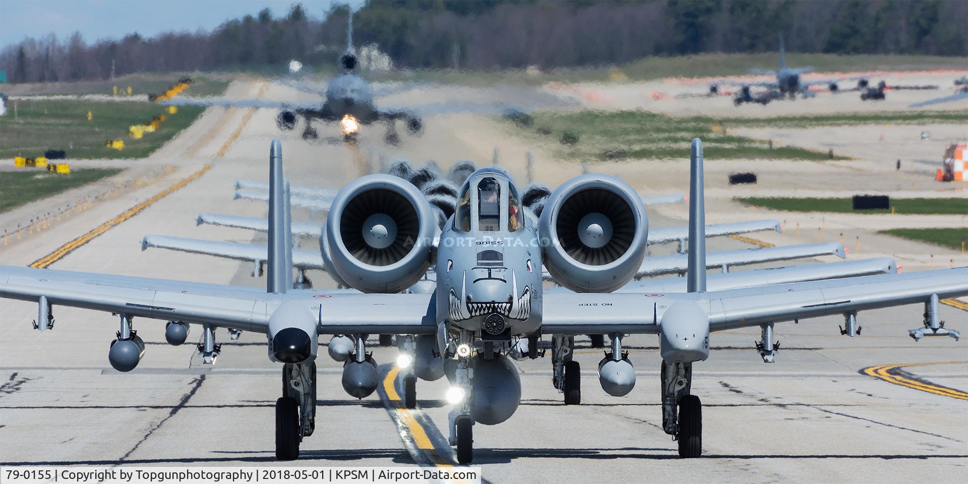 79-0155, 1979 Fairchild Republic A-10C Thunderbolt II C/N A10-0419, TABOR61 flight taxing up to head home.