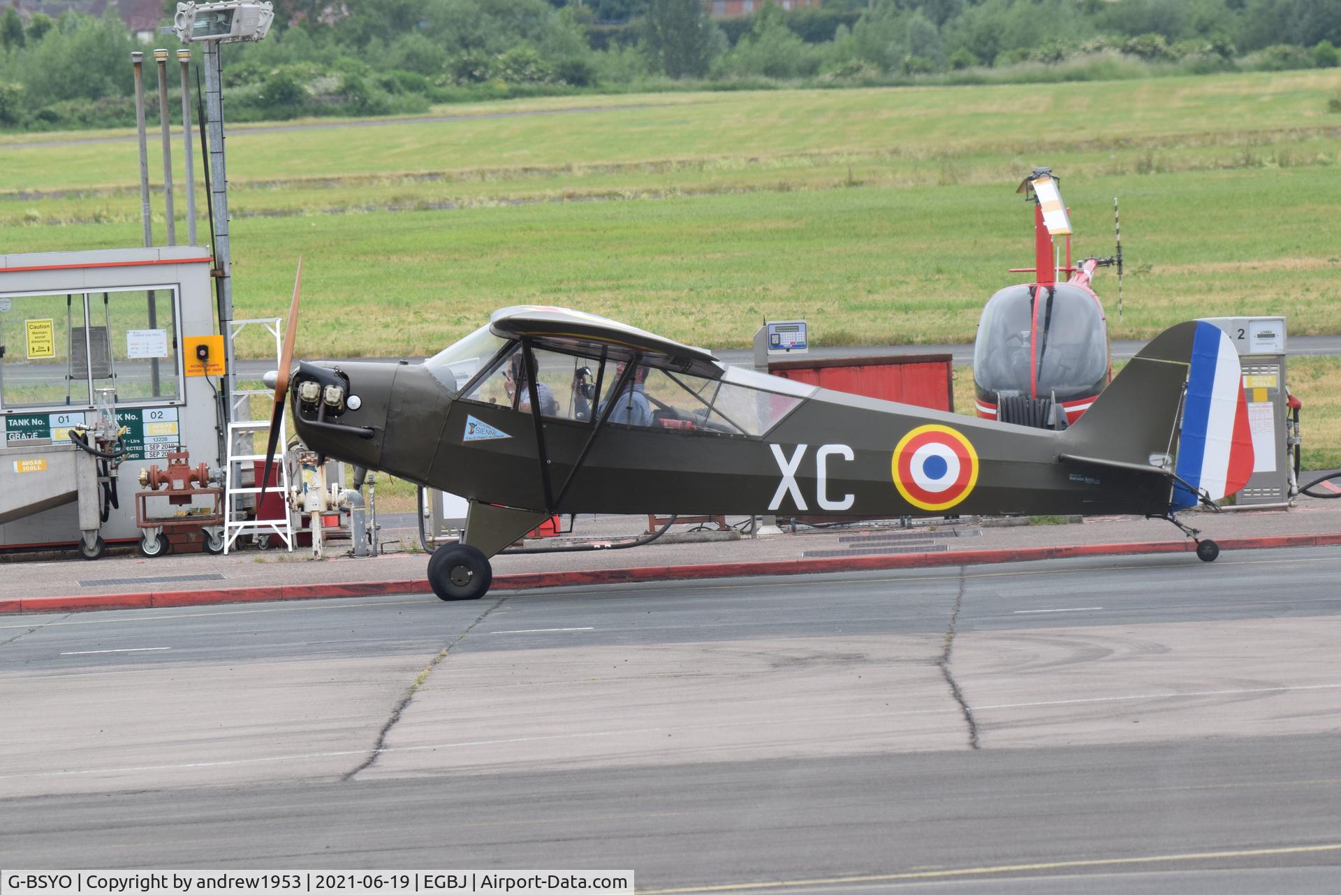 G-BSYO, 1942 Piper L-4J Grasshopper (J3C-65D) C/N 10244, G-BSYO at Gloucestershire Airport.