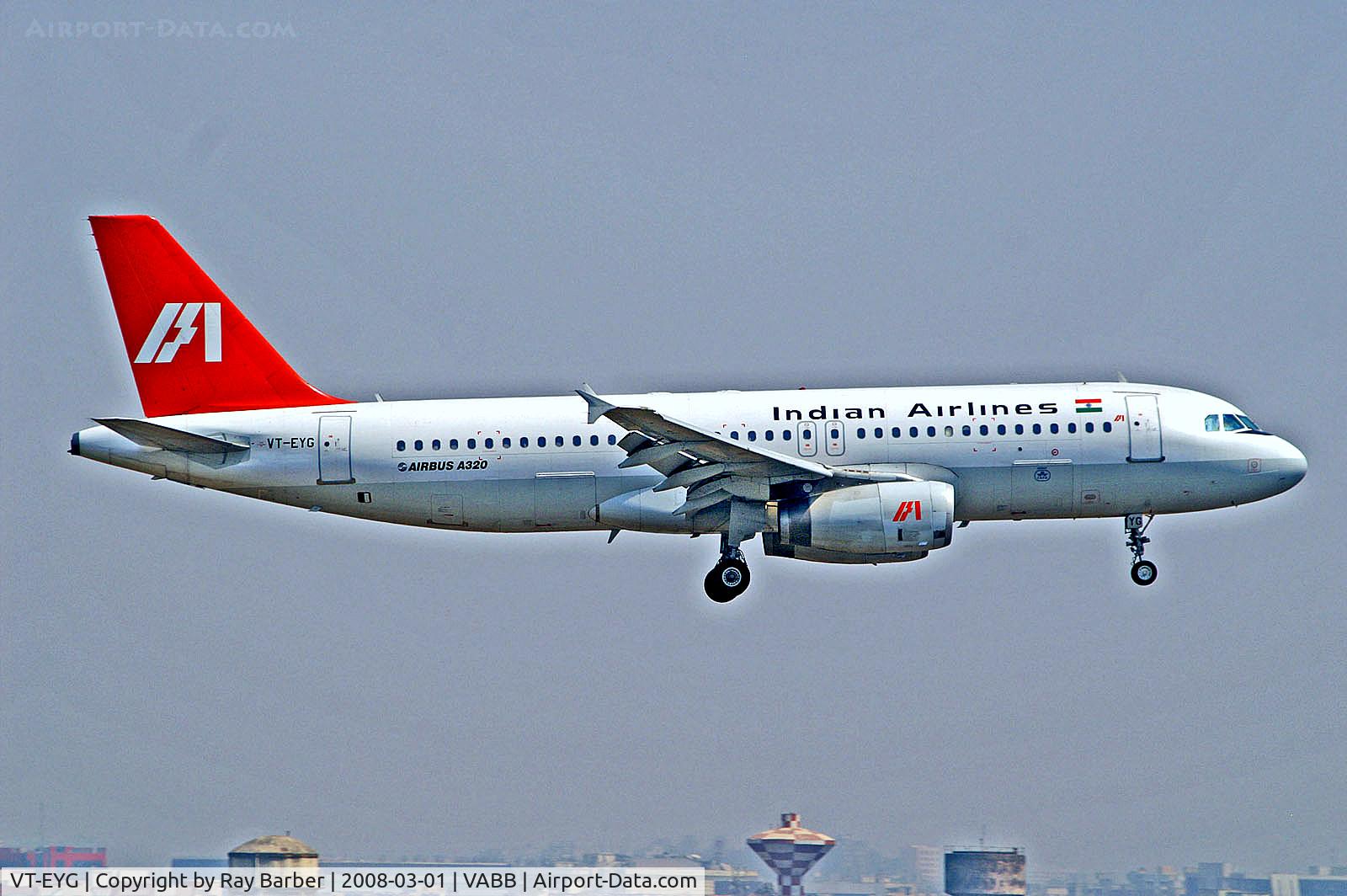 VT-EYG, 1992 Airbus A320-231 C/N 326, VT-EYG   Airbus A320-231 [0326] (Indian Airlines) Mumbai-Chhatrapati Shivaji Int'l~VT 01/03/2008