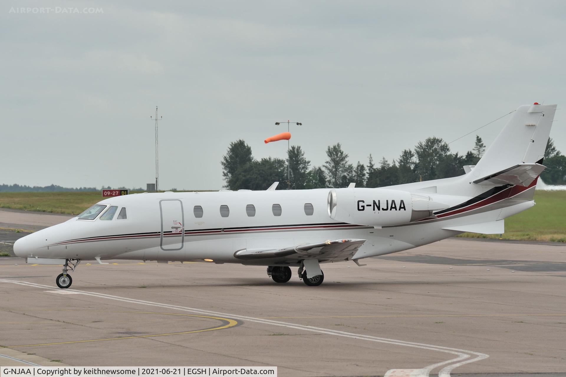 G-NJAA, 2008 Cessna 560 Citation Excel XLS C/N 560-5787, Arriving at Norwich from Exeter.