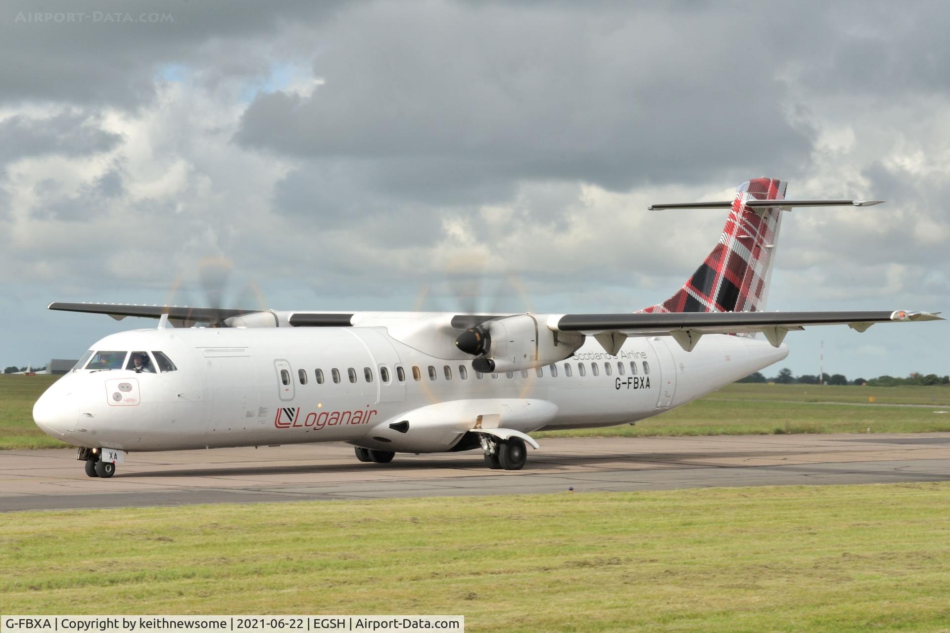 G-FBXA, 2015 ATR 72-212A (600) C/N 1260, Leaving Norwich for Aberdeen.