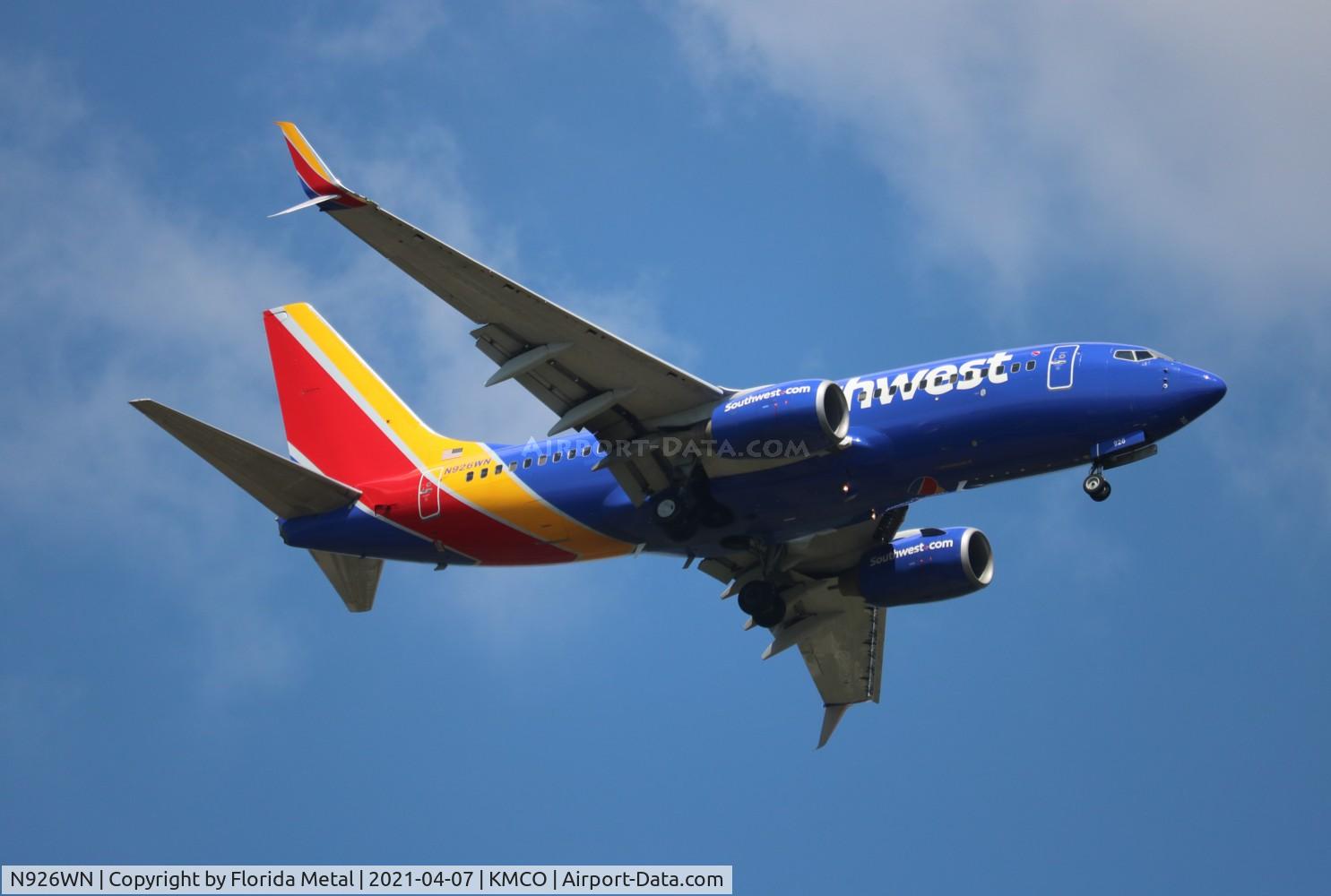 N926WN, 2008 Boeing 737-7H4 C/N 36629, MCO 2021