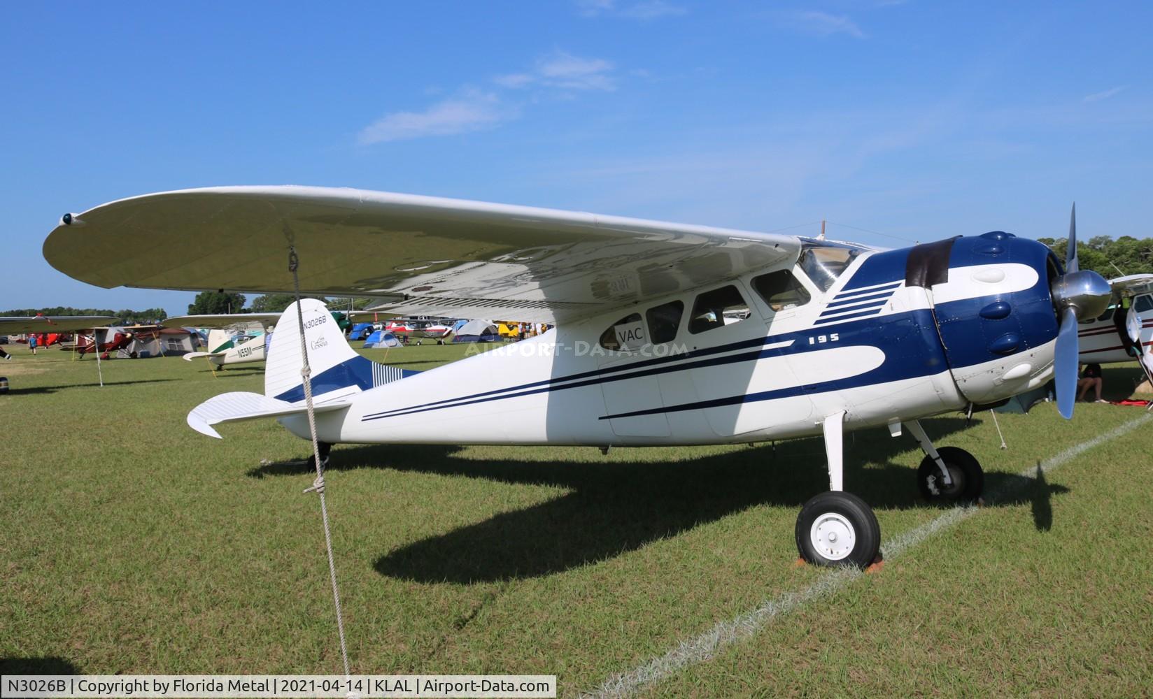 N3026B, 1952 Cessna 195B Businessliner C/N 7909, Sun N Fun 2021
