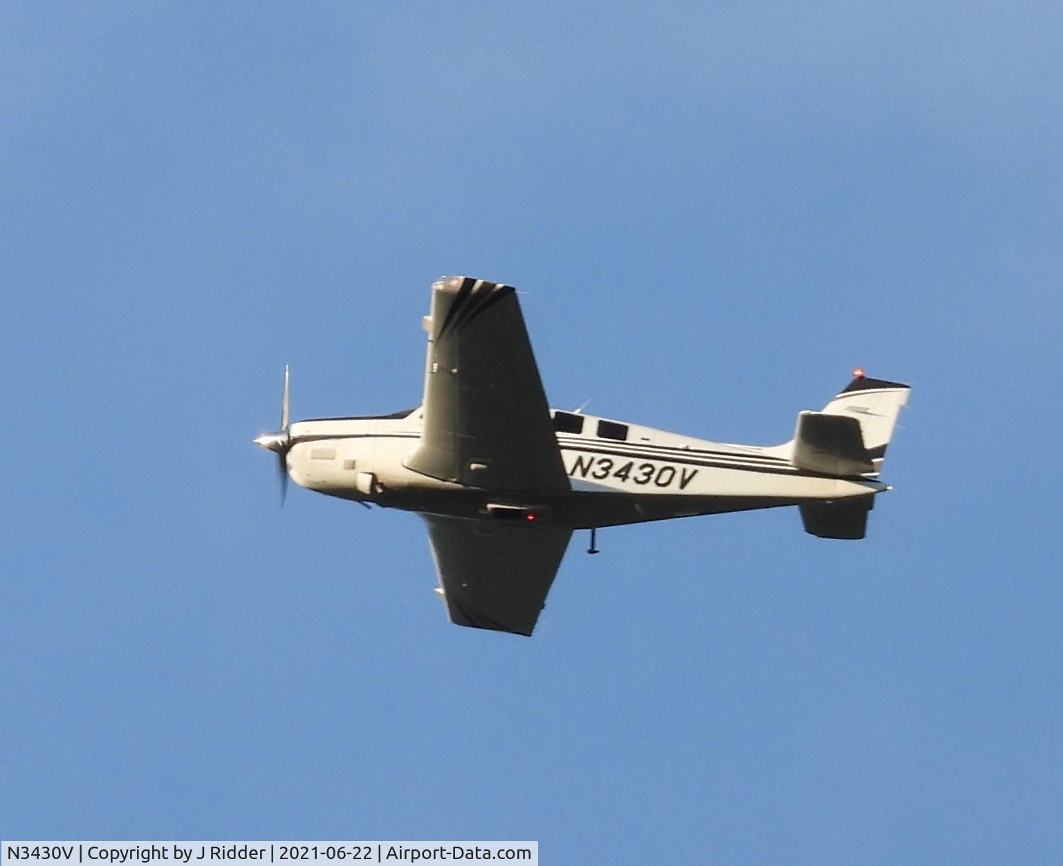 N3430V, 2008 Beechcraft G36 Bonanza C/N E-3830, in flight over NE Indianapolis June 22 2021