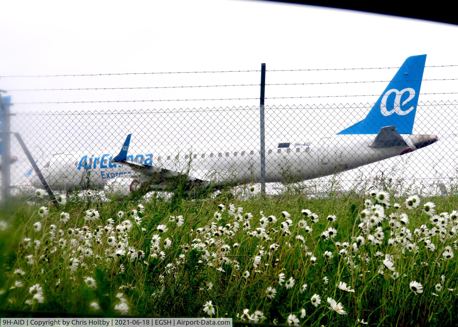9H-AID, 2009 Embraer 195LR (ERJ-190-200LR) C/N 190-00281, Being stored at Norwich International Airport
