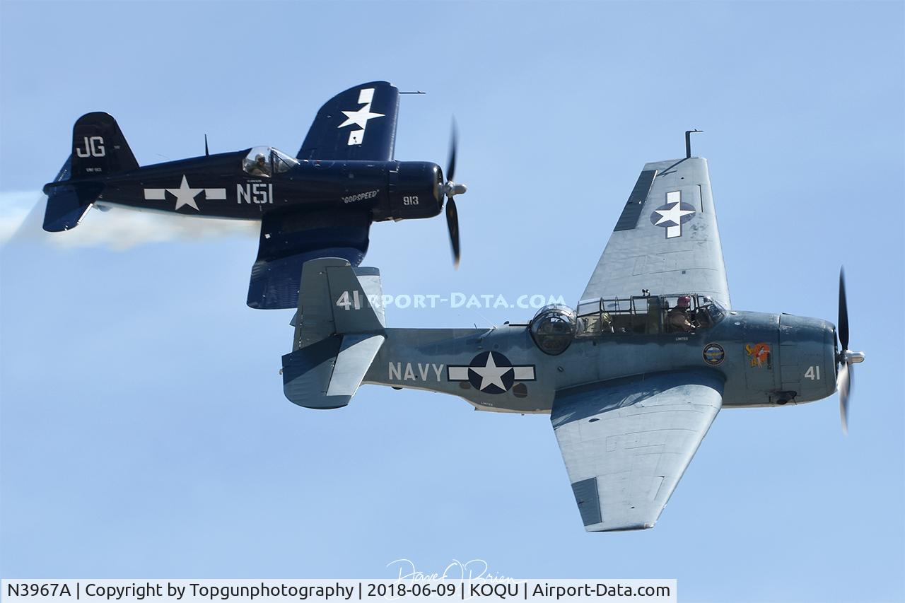 N3967A, 1945 Grumman TBM-3U Avenger C/N 53835, Quonset RI Air show 2018