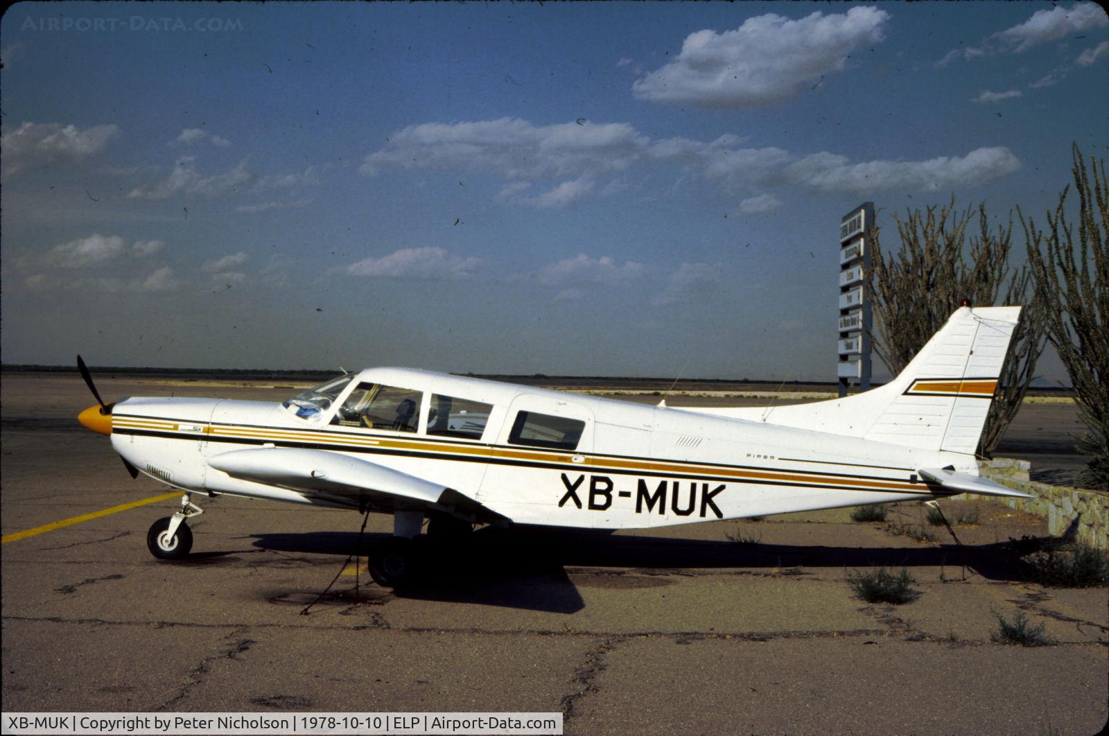 XB-MUK, 1973 Piper PA-32-300 Cherokee Six Cherokee Six C/N 32-7340150, This Piper Cherokee Six was seen at El Paso, Texas in October 1978.