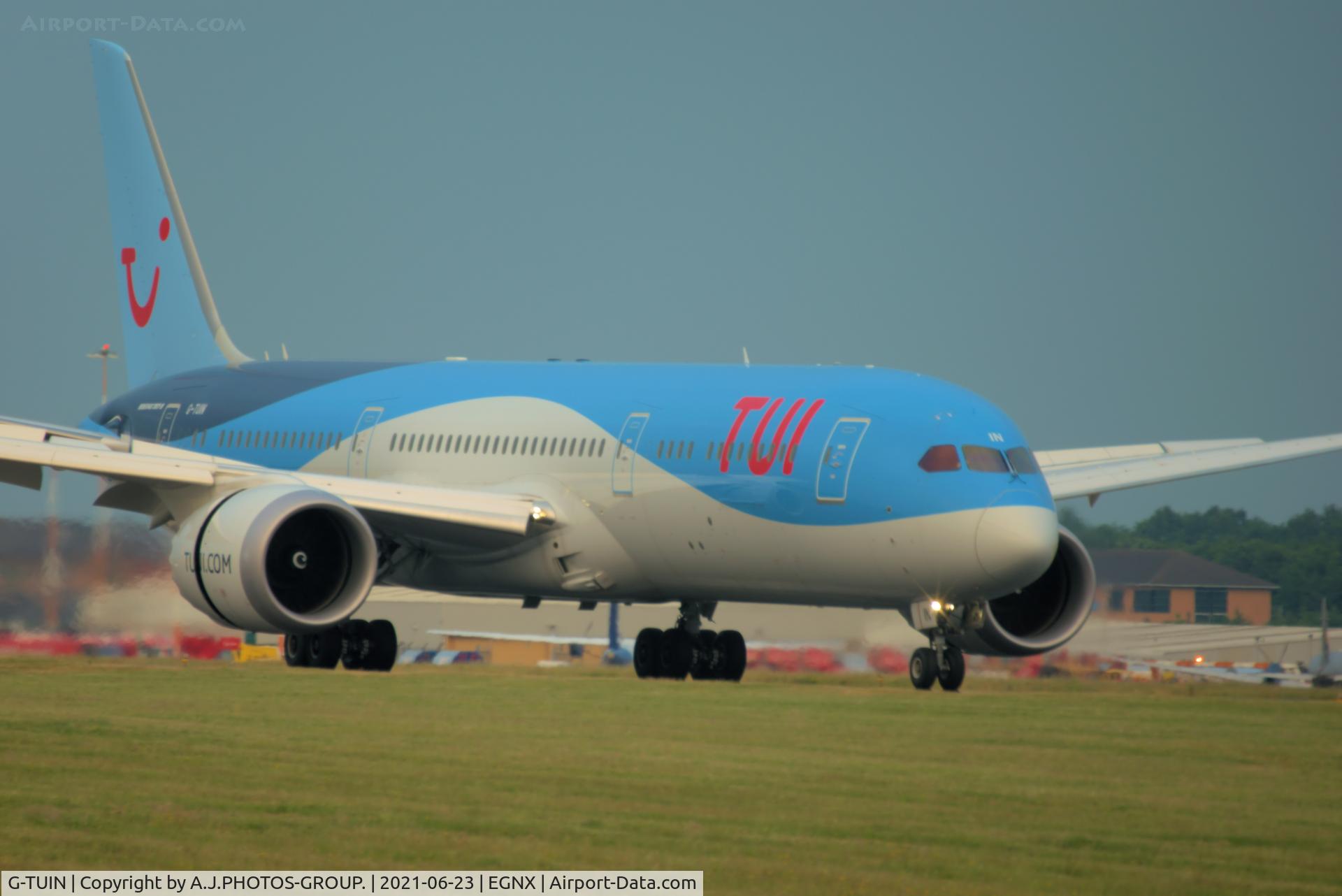 G-TUIN, 2019 Boeing 787-9 Dreamliner C/N 64293, just landed at EGNX.
