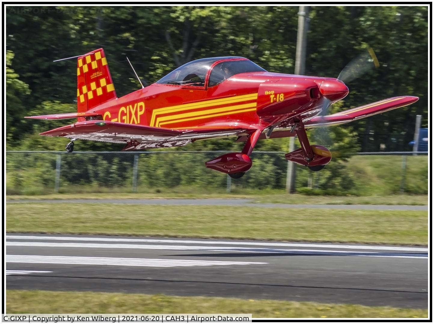 C-GIXP, 1972 Thorp T-18 Tiger C/N 684-1, Low pass at Courtenay Airpark, Vancouver Island,  B.C.