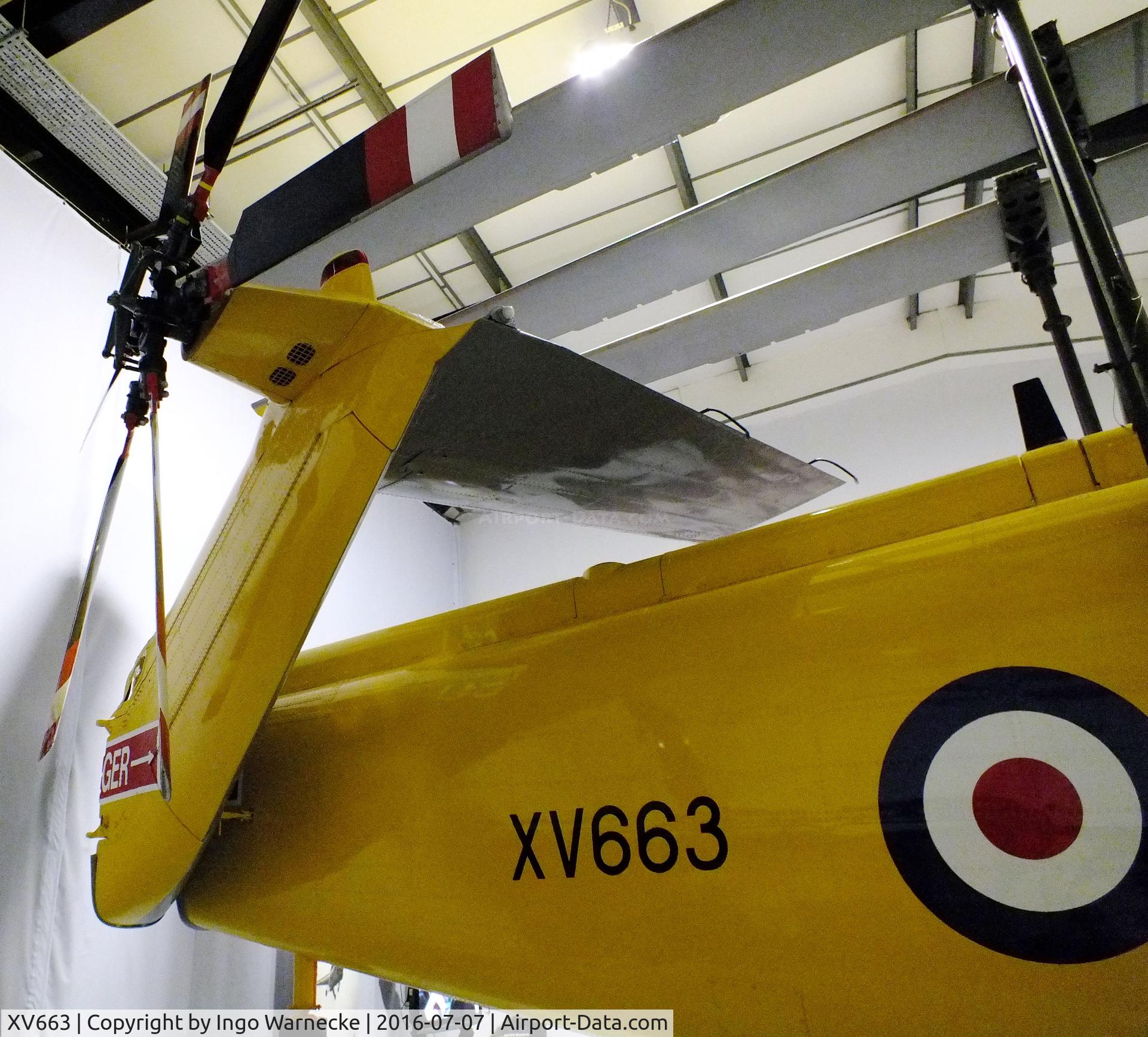 XV663, 1970 Westland Sea King HAS.6 C/N WA651, Westland Sea King HAS6 (special split SAR-colours, port side Royal Navy, starboard side RAF, for exhibition purposes) at the FAA Museum, Yeovilton