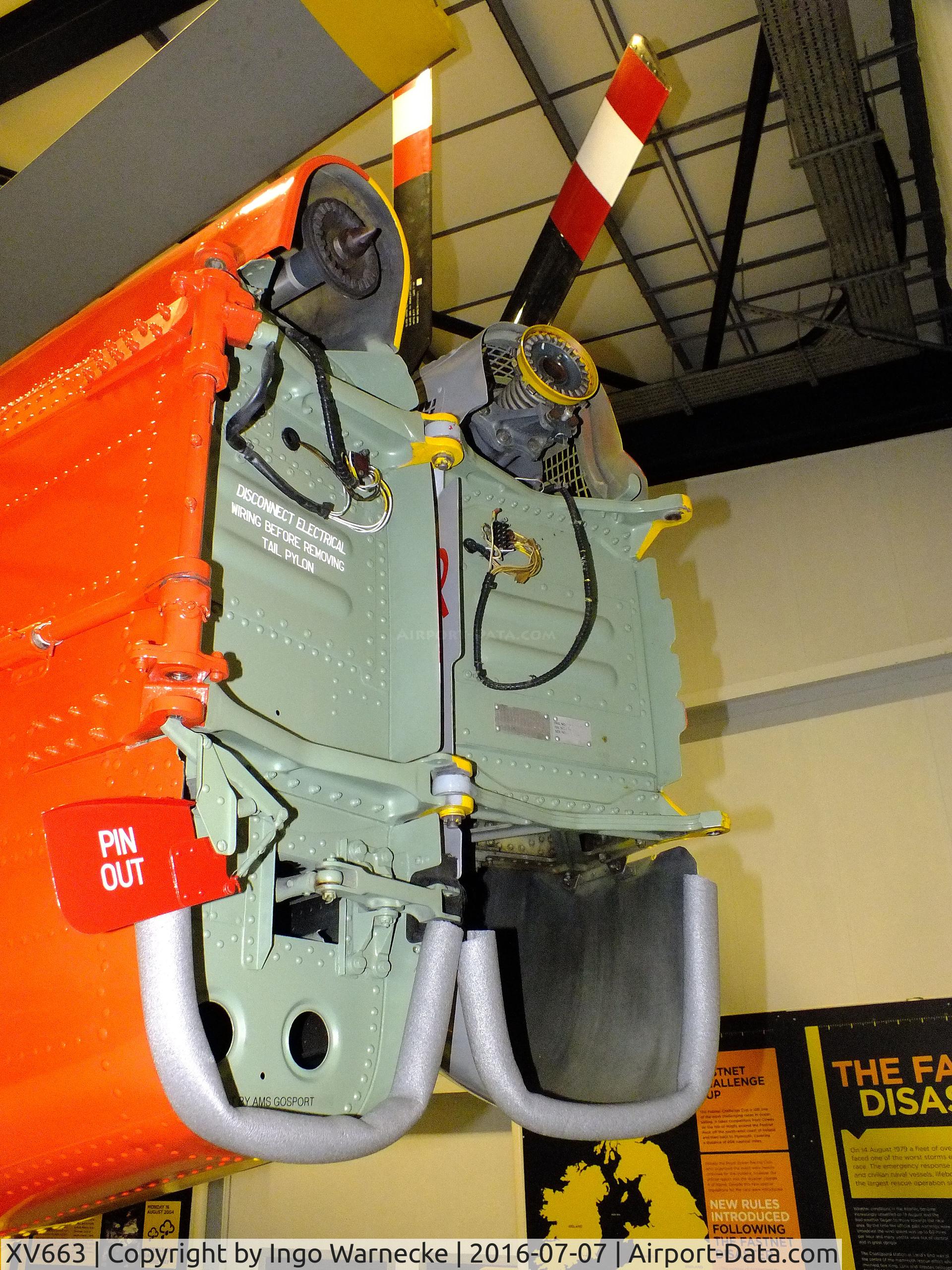 XV663, 1970 Westland Sea King HAS.6 C/N WA651, Westland Sea King HAS6 (special split SAR-colours, port side Royal Navy, starboard side RAF, for exhibition purposes) at the FAA Museum, Yeovilton