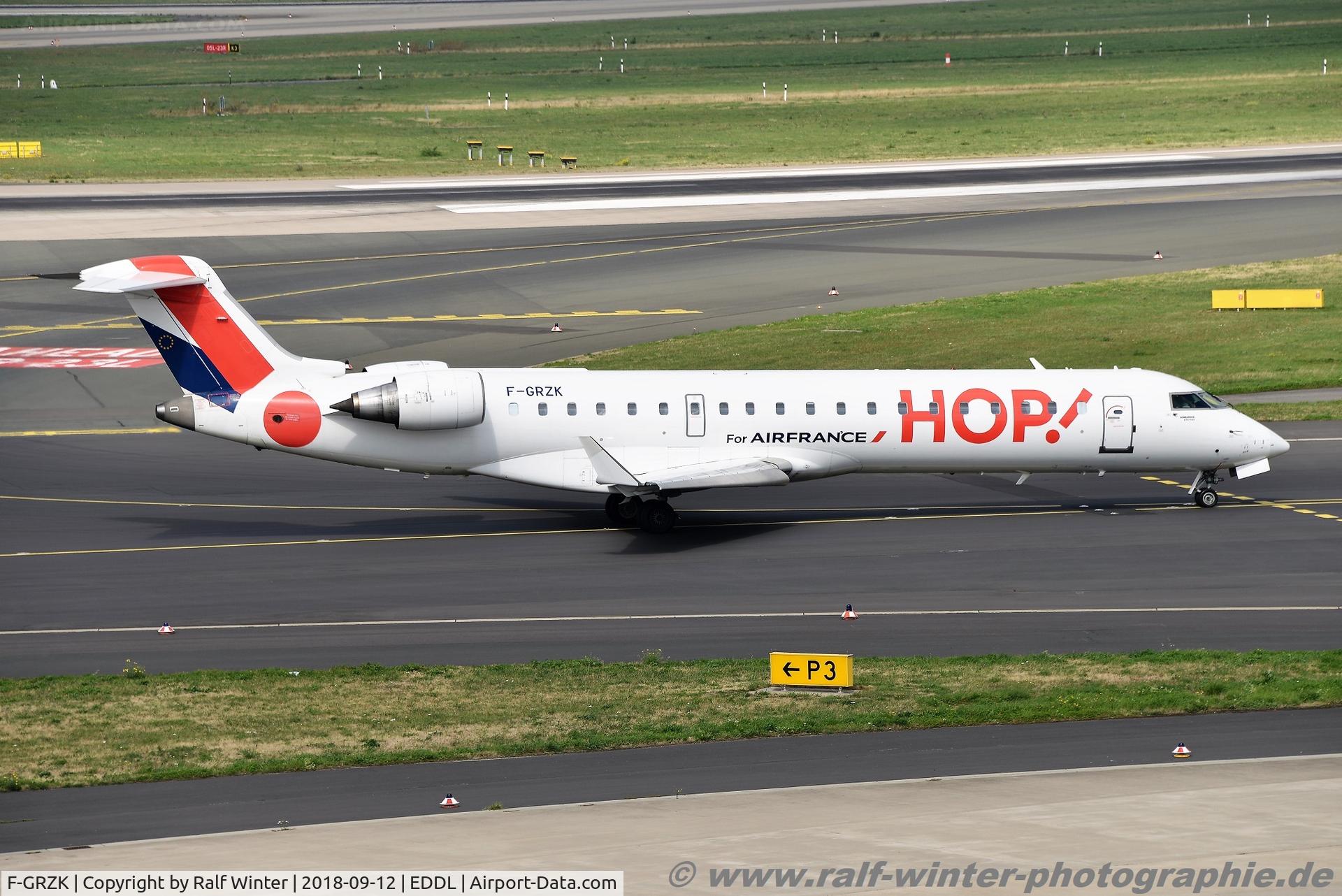 F-GRZK, 2005 Canadair CRJ-702 (CL-600-2C10) Regional Jet C/N 10198, Bombardier CL-600-2C10 CRJ-701 - A5 HOP HOP! opby Brit'Air - 10198 - F-GRZK - 12.09.2018 - DUS