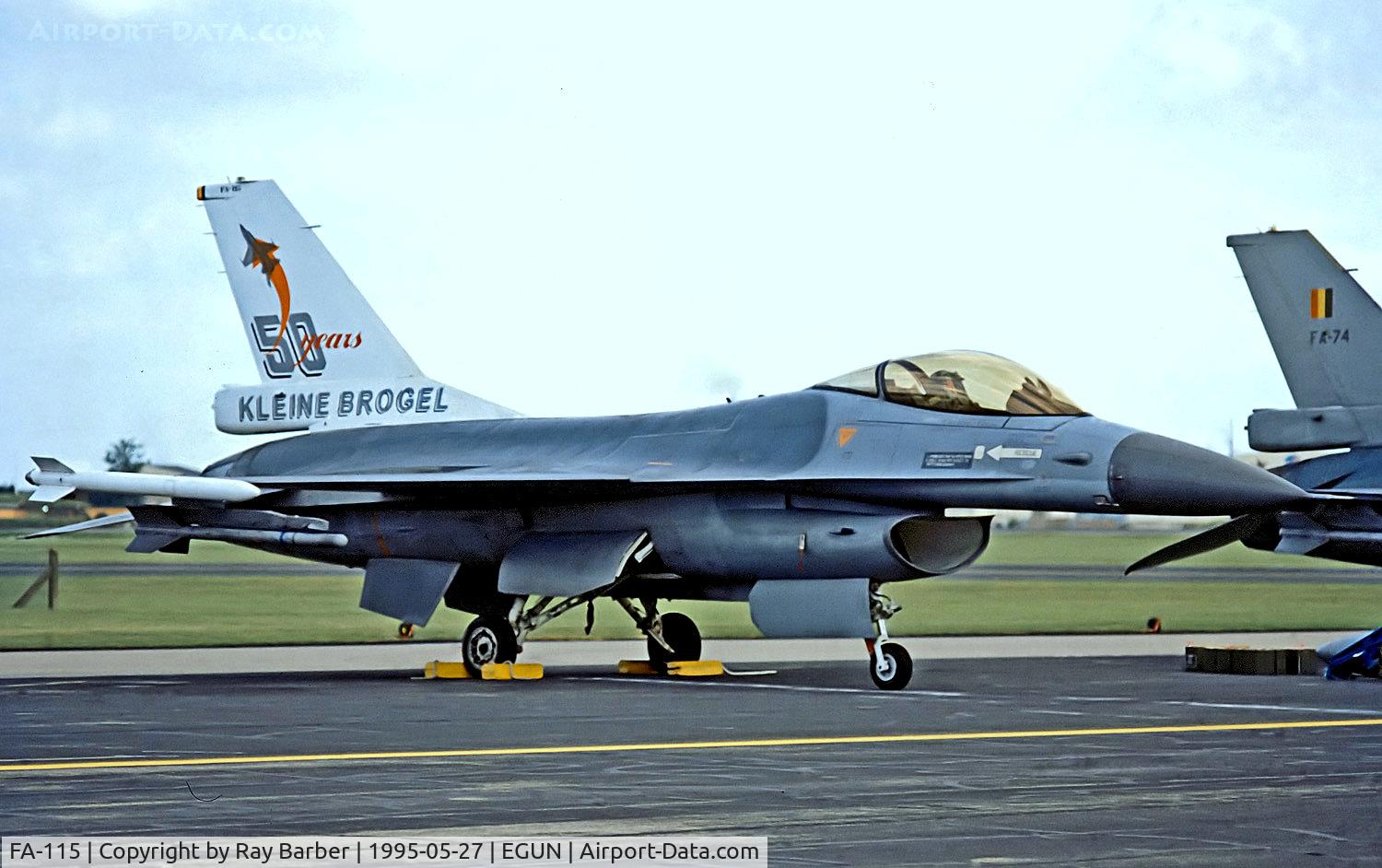 FA-115, SABCA F-16AM Fighting Falcon C/N 6H-115, FA-115   General Dynamics F-16A Fighting Falcon [6H-115] (Belgian Air Force) RAF Mildenhall~G @ 27/05/1995