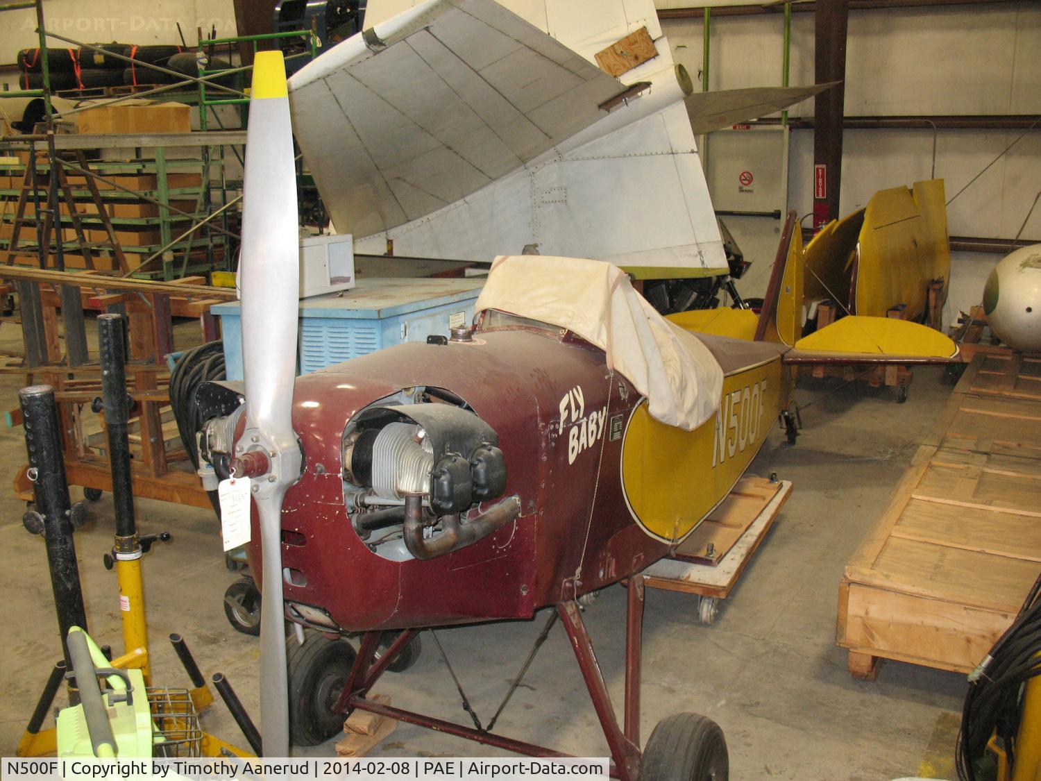 N500F, 1960 Bowers Fly Baby 1A C/N 1-1, 1960 Bowers Fly Baby 1A, c/n: 1-1.  EAA Design Contest Winner.  In a Seattle  Museum of Flight Restoration Hangar.