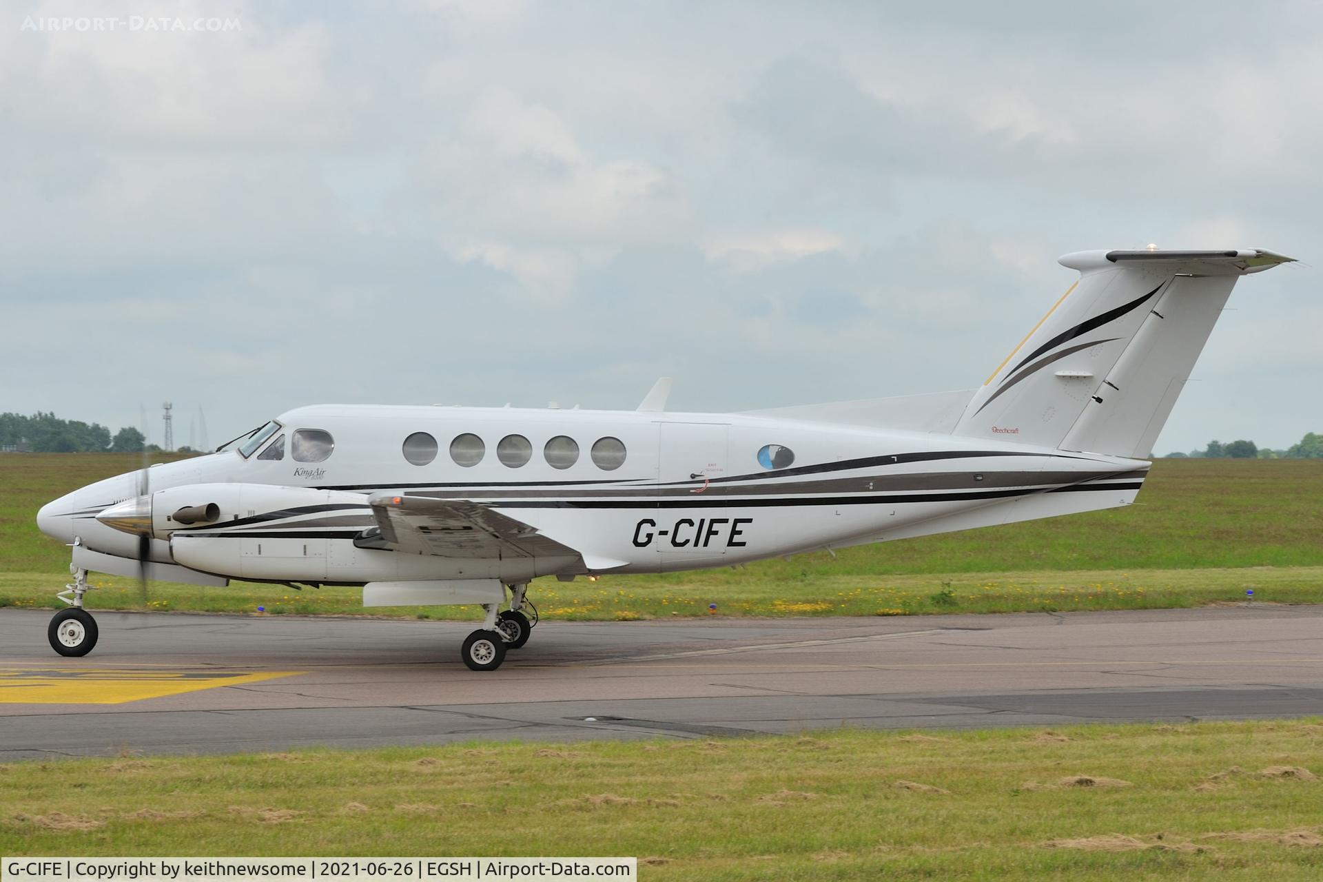 G-CIFE, 2003 Raytheon B200 King Air C/N BB-1829, Arriving at Norwich from Exeter.