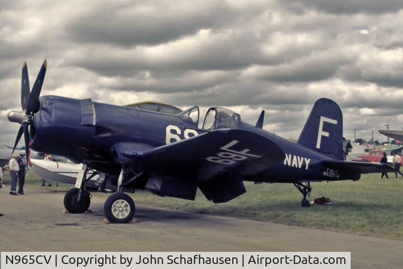 N965CV, 1952 Vought F4U-7 Corsair C/N 965, Owner/Pilot John Schafhausen Ret. USN of Hayden Lake,Idaho.
Photo taken EAA Oshkosh Fly-In