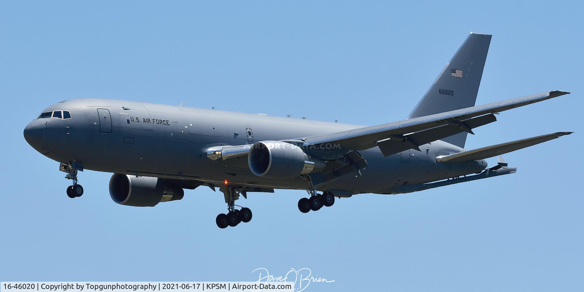16-46020, 2016 Boeing KC-46A Pegasus (767-2LKC) C/N 34137, Fini Flight for boomer John Lenon.
Callsign of the Maine tanker was John41, 46 callsign was LENON62