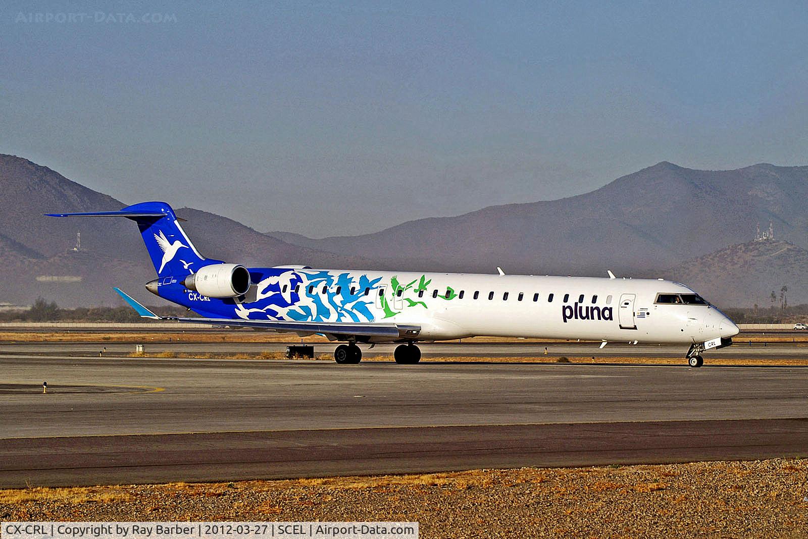 CX-CRL, 2011 Bombardier CRJ-900LR (CL-600-2D24) C/N 15273, CX-CRL   Bombardier CRJ-900LR [15273] (Pluna Lineas Aereas Urugauyas) Santiago-Arturo Merino Benitez Int'l~CC 27/03/2012