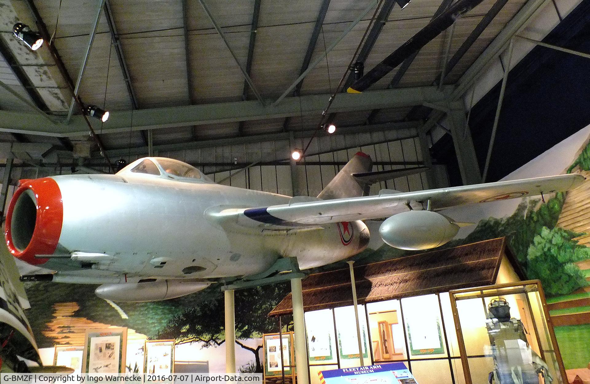 G-BMZF, PZL-Mielec Lim-2 (MiG-15bis) C/N 1B01420, PZL-Mielec Lim-2 (MiG-15bis) FAGOT, displayed in north korean markings at the FAA Museum, Yeovilton