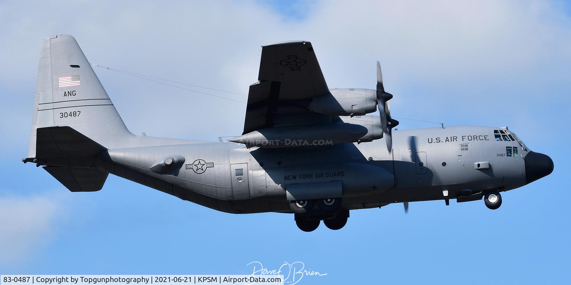 83-0487, 1983 Lockheed C-130H Hercules C/N 382-5012, SKIER87 returns to Pease to get some T&G's in
