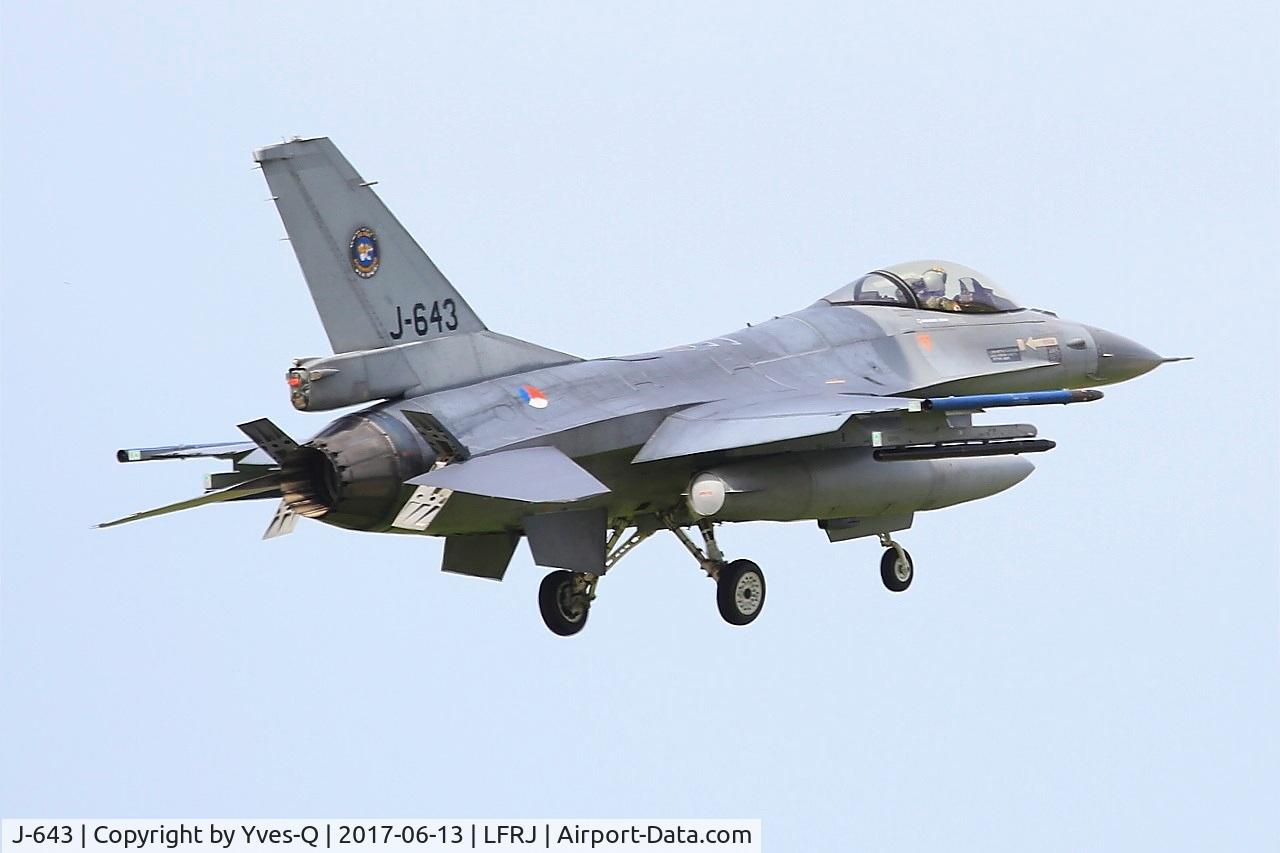 J-643, 1980 Fokker F-16AM Fighting Falcon C/N 6D-75, Fokker F-16AM Fighting Falcon, On final rwy 08, Landivisiau Naval Air Base (LFRJ) Tiger Meet 2017