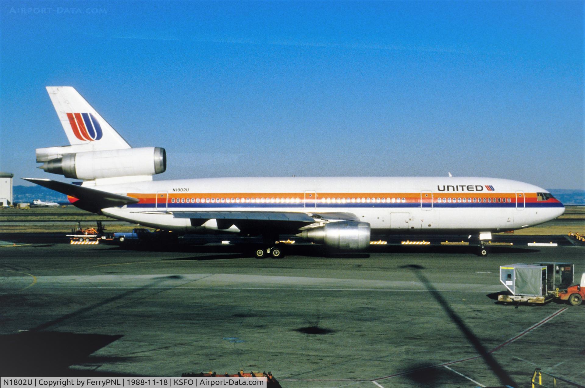 N1802U, 1971 McDonnell Douglas MD-10-10F C/N 46601, United DC-10-10 taxiing out. Frame stored VCV 2019 after having been in used with Fedex since 1997.