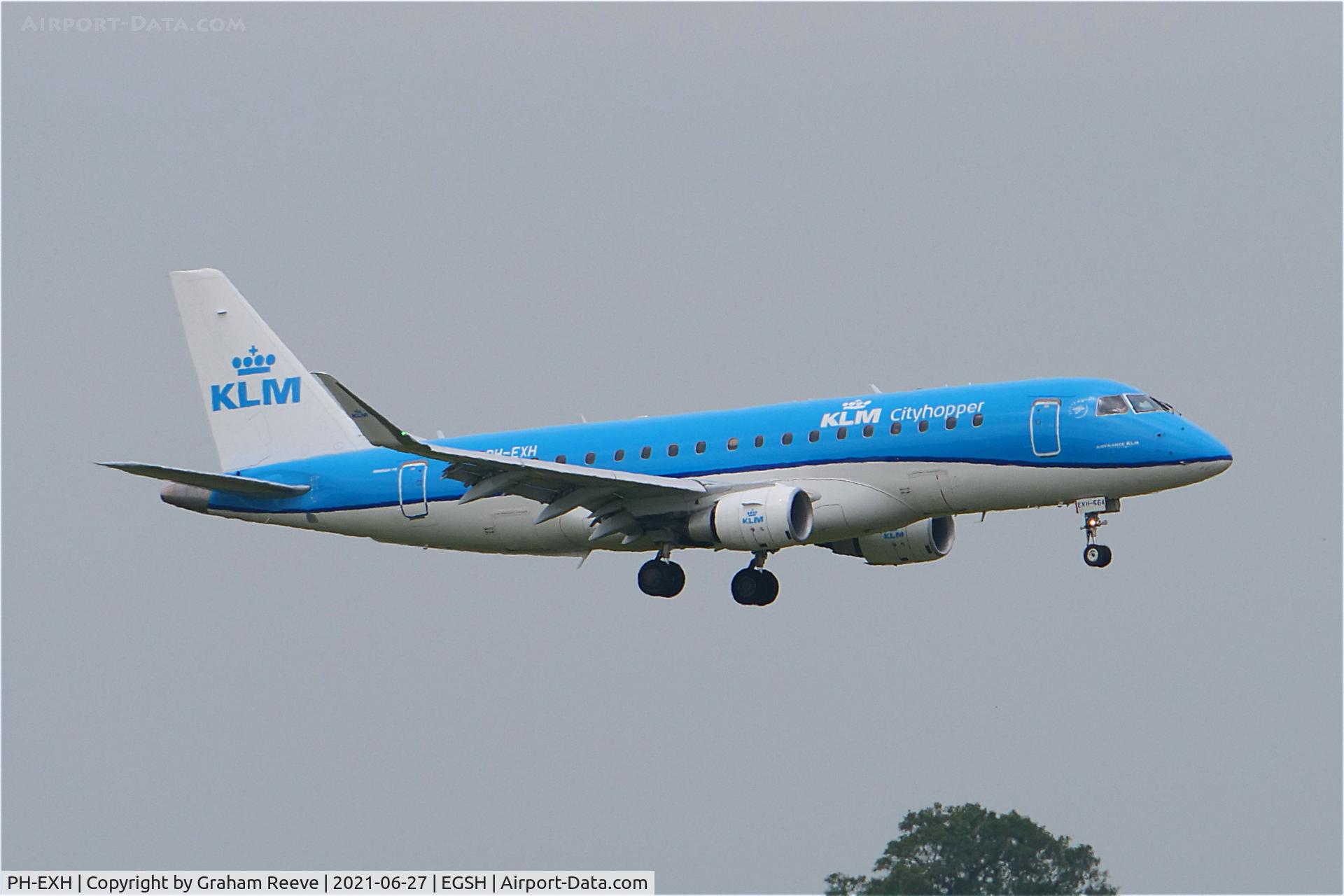 PH-EXH, 2016 Embraer 175STD (ERJ-170-200) C/N 17000564, Landing at Norwich.