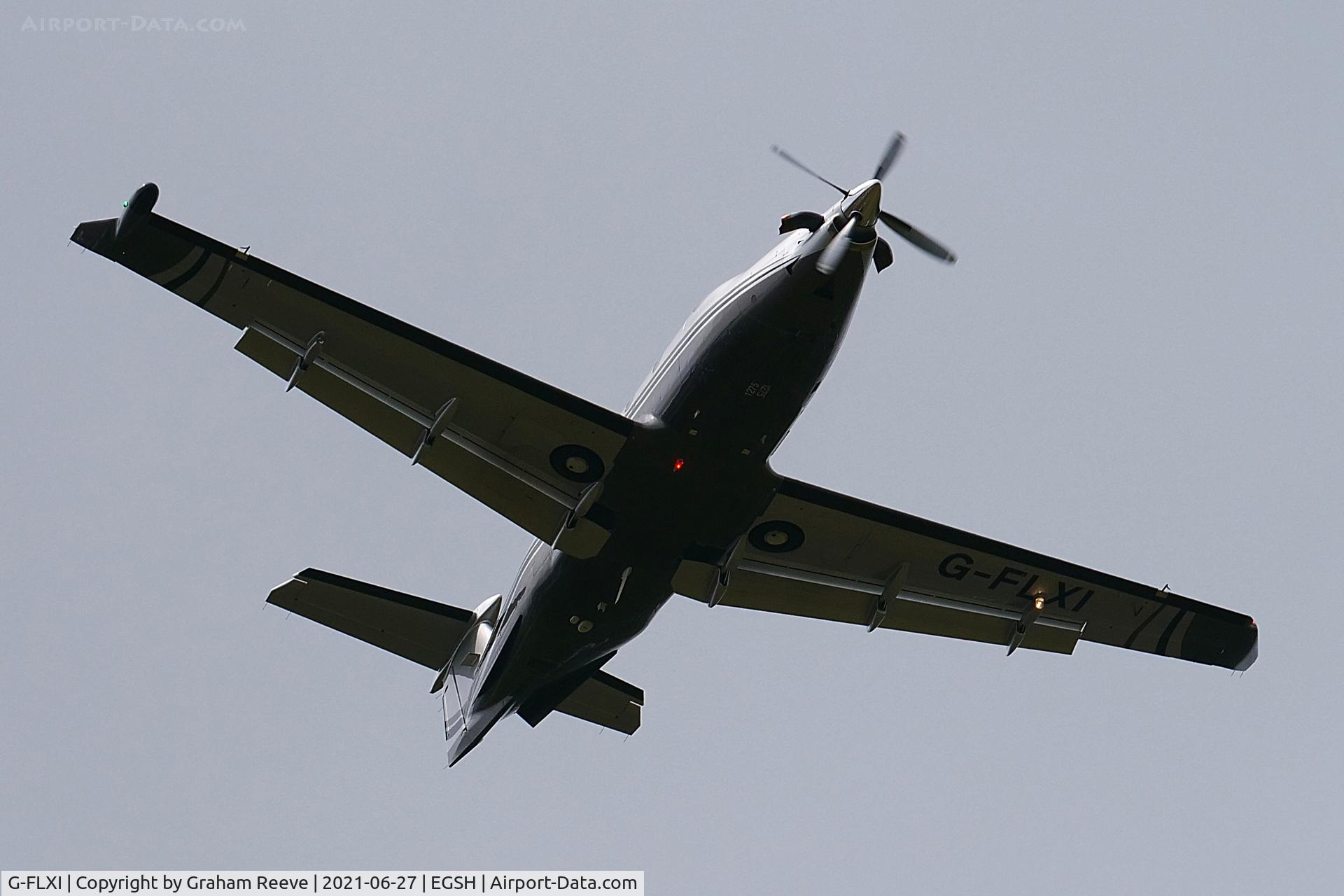 G-FLXI, 2011 Pilatus PC-12/47E C/N 1275, Departing from Norwich.