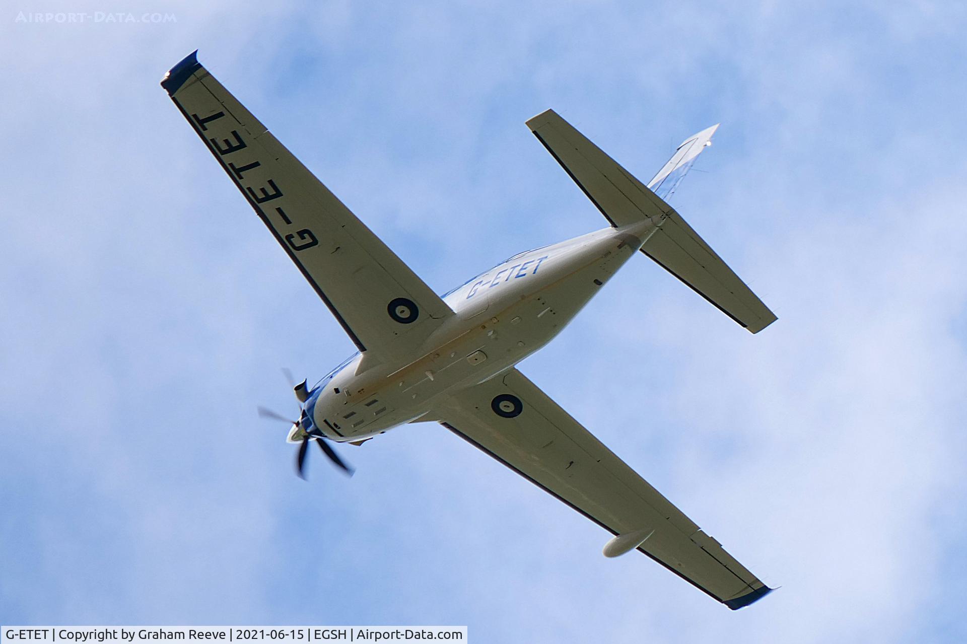 G-ETET, 2019 Piper PA-46 600TP Meridian 600 C/N 4698107, Departing from Norwich.
