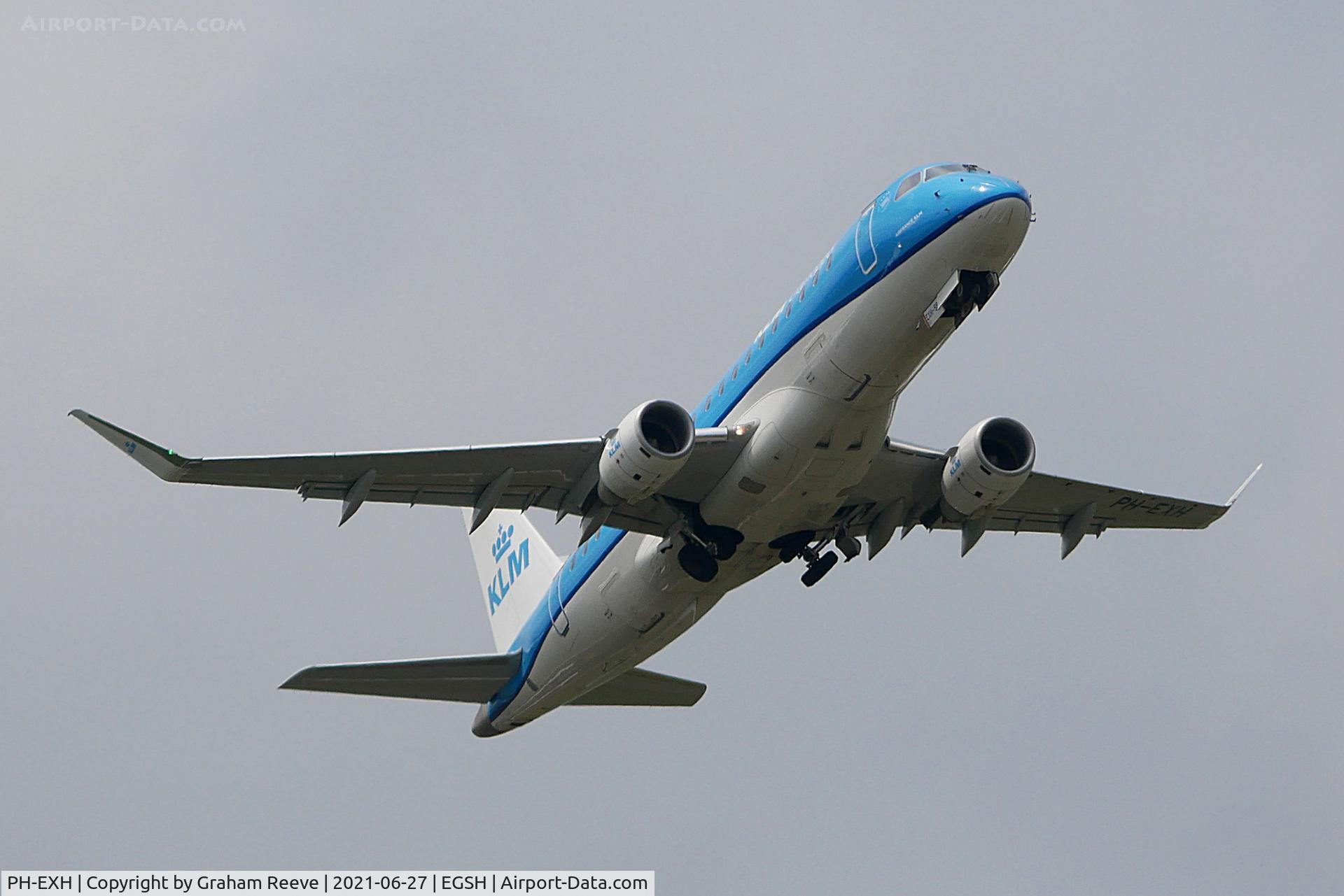 PH-EXH, 2016 Embraer 175STD (ERJ-170-200) C/N 17000564, Departing from Norwich.