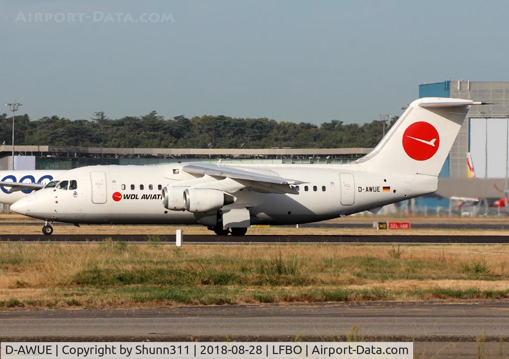 D-AWUE, 1986 British Aerospace BAe.146-200 C/N E2050, Ready for take off from rwy 14L