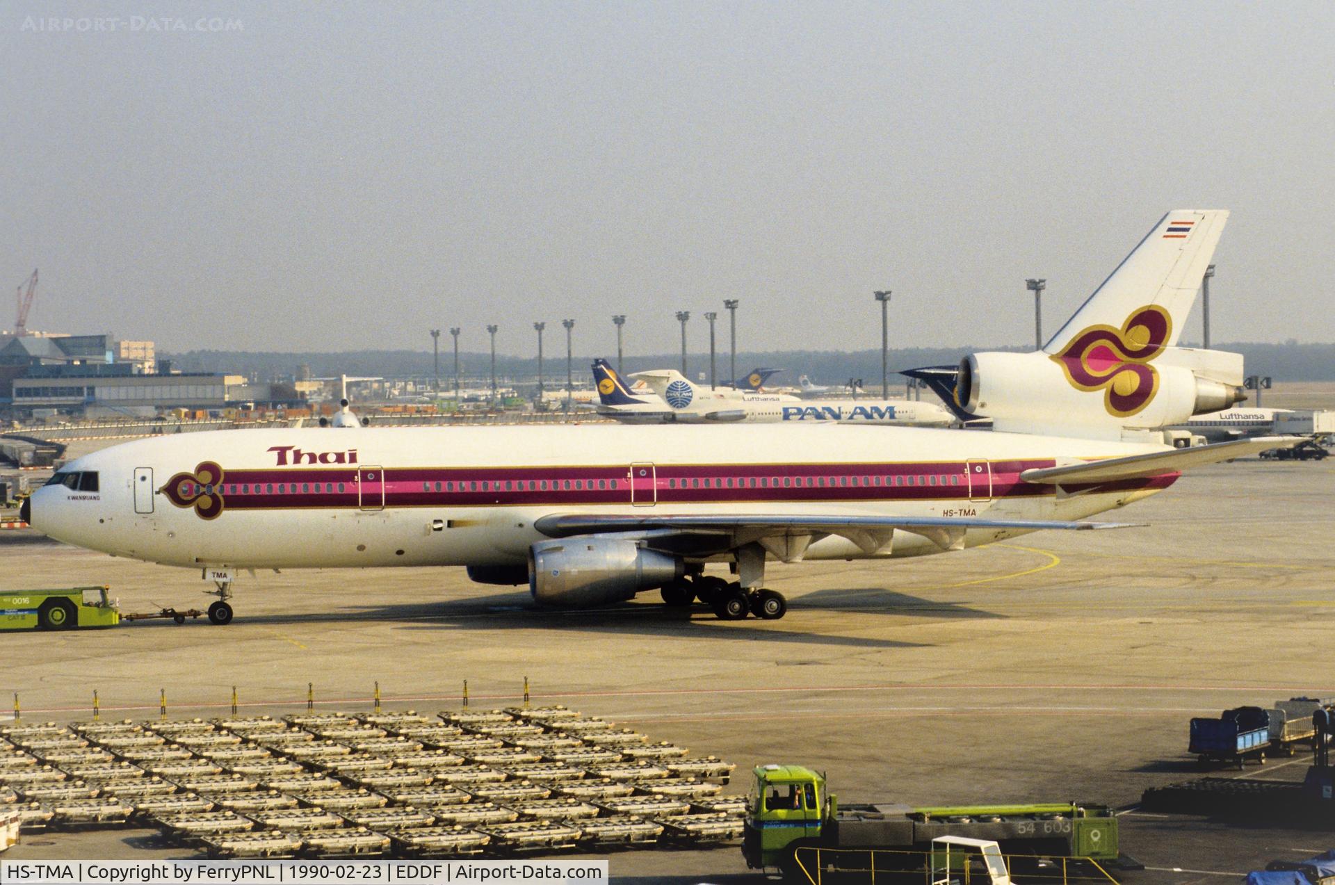 HS-TMA, 1987 McDonnell Douglas DC-10-30 C/N 48267, Thai DC-10-30 under tow to its gate