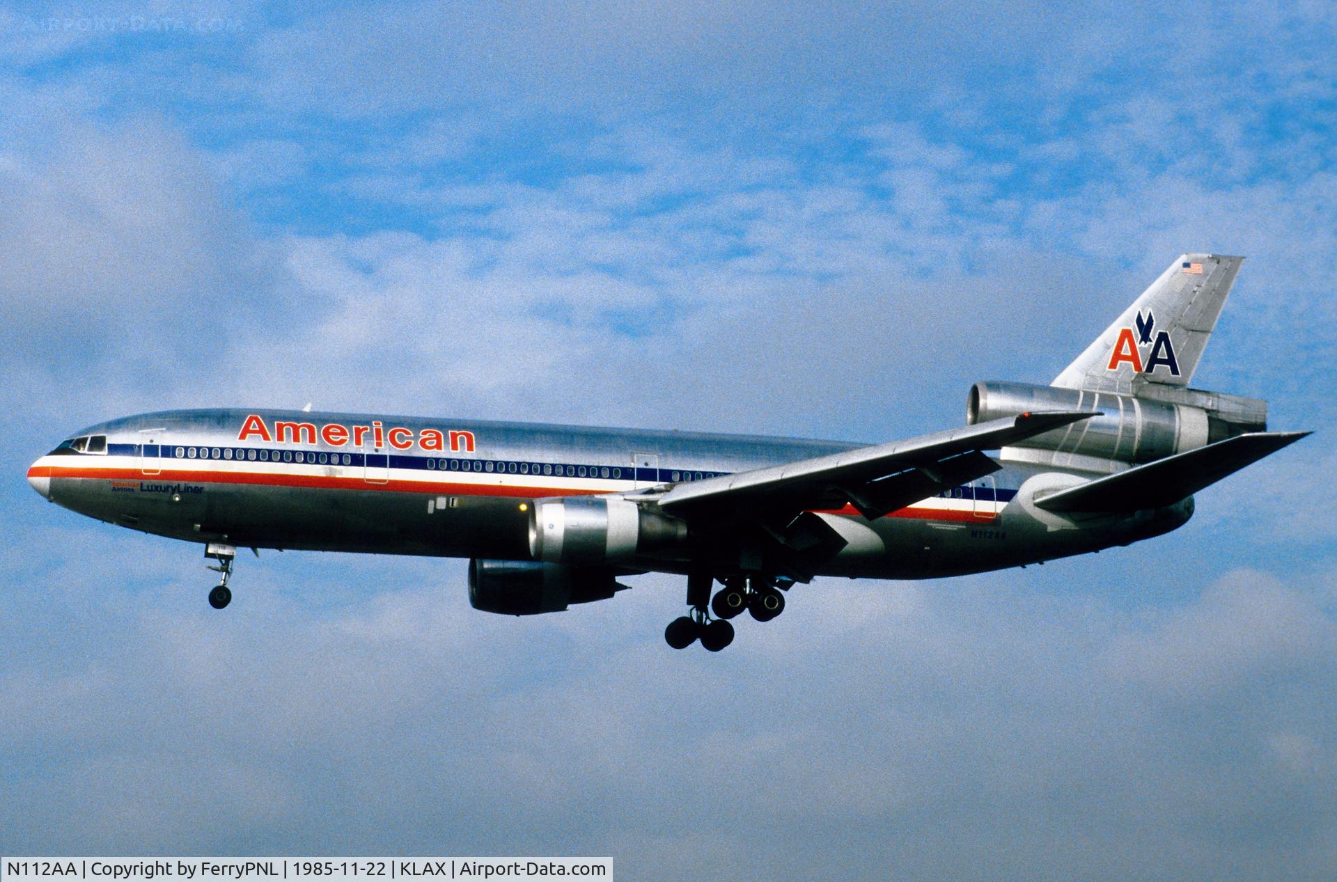 N112AA, 1972 McDonnell Douglas DC-10-10 C/N 46512, Landing of American DC-10-10