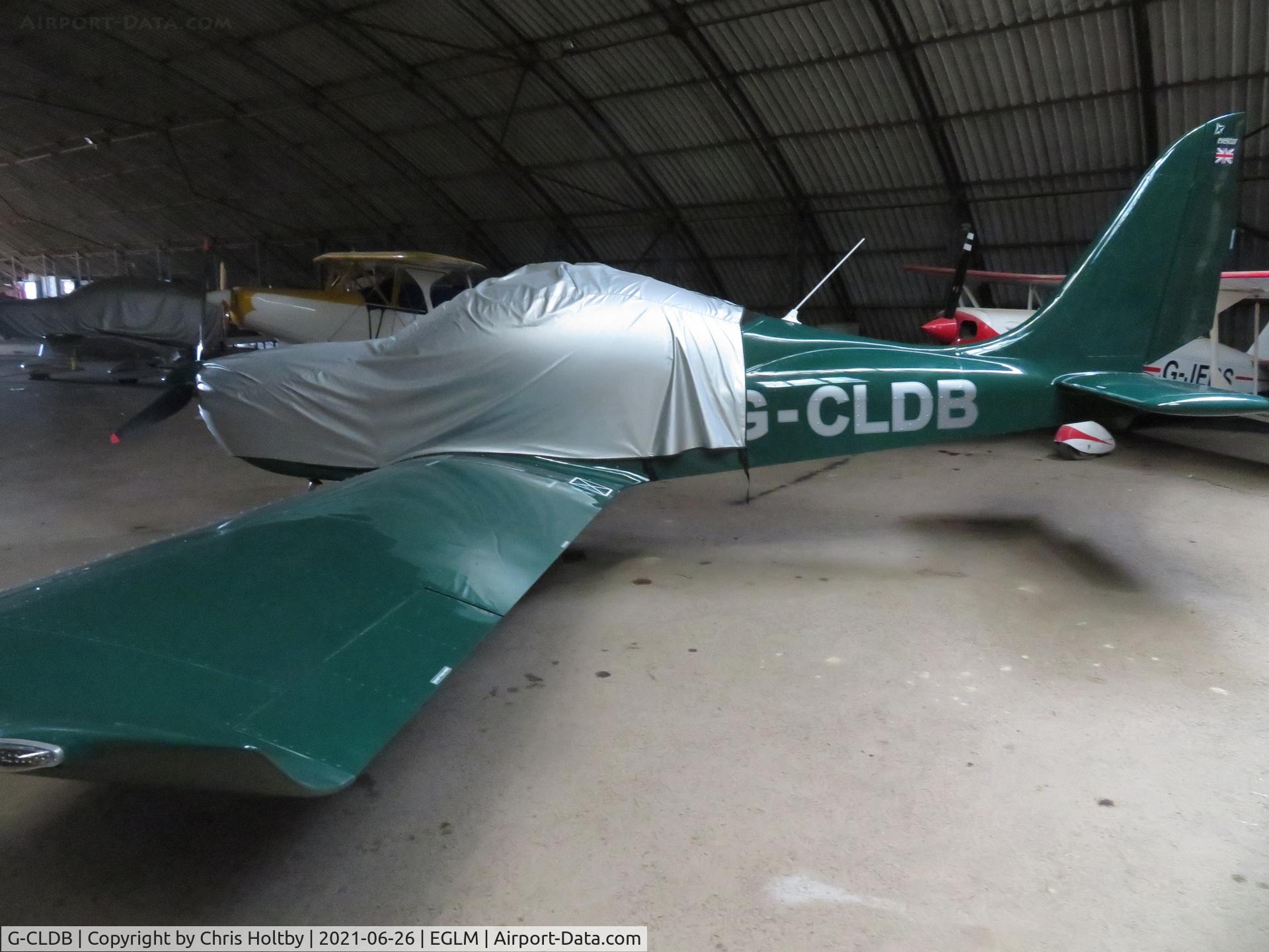 G-CLDB, 2019 Evektor EV-97 Eurostar SL C/N BMAA/HB/713, Parked and covered in the hangar at White Waltham, Berkshire