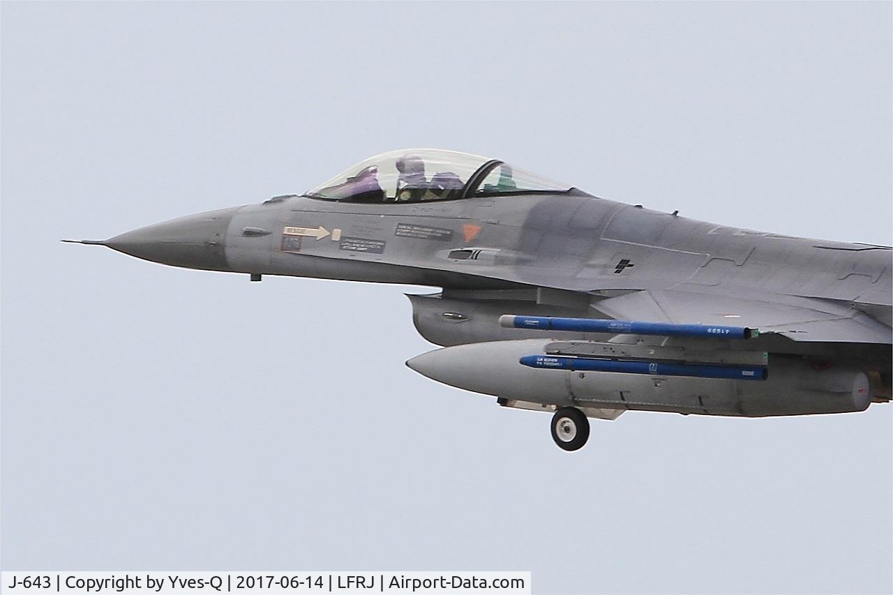 J-643, 1980 Fokker F-16AM Fighting Falcon C/N 6D-75, Fokker F-16AM Fighting Falcon, Take off rwy 26, Landivisiau Naval Air Base (LFRJ) Tiger Meet 2017