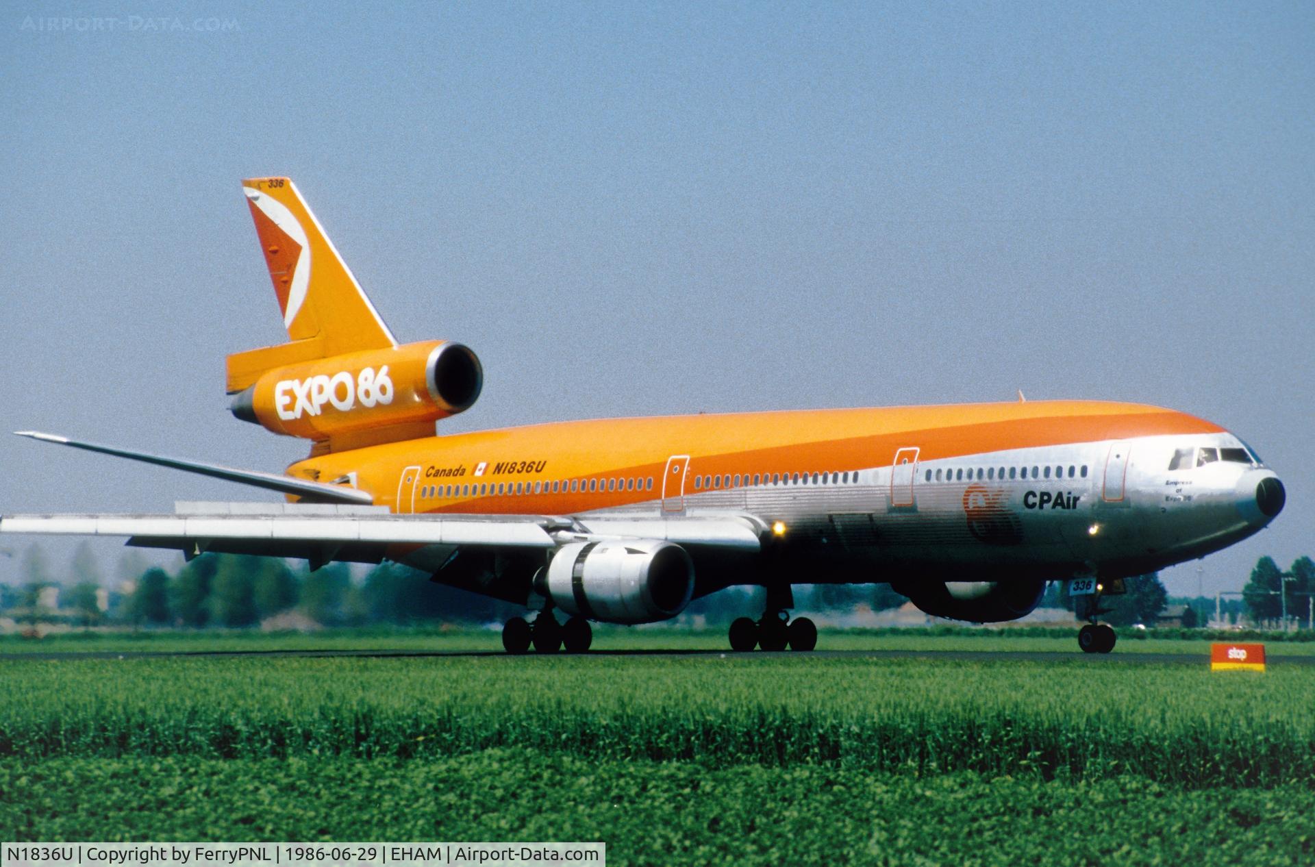 N1836U, 1972 Douglas DC-10-10 C/N 47968, CP Air DC-10-10 arriving in AMS