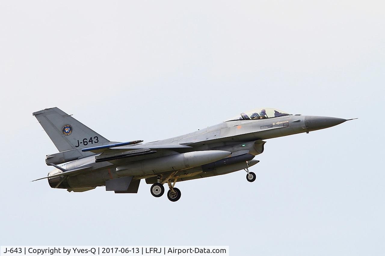 J-643, 1980 Fokker F-16AM Fighting Falcon C/N 6D-75, Fokker F-16AM Fighting Falcon, On final rwy 08, Landivisiau Naval Air Base (LFRJ) Tiger Meet 2017