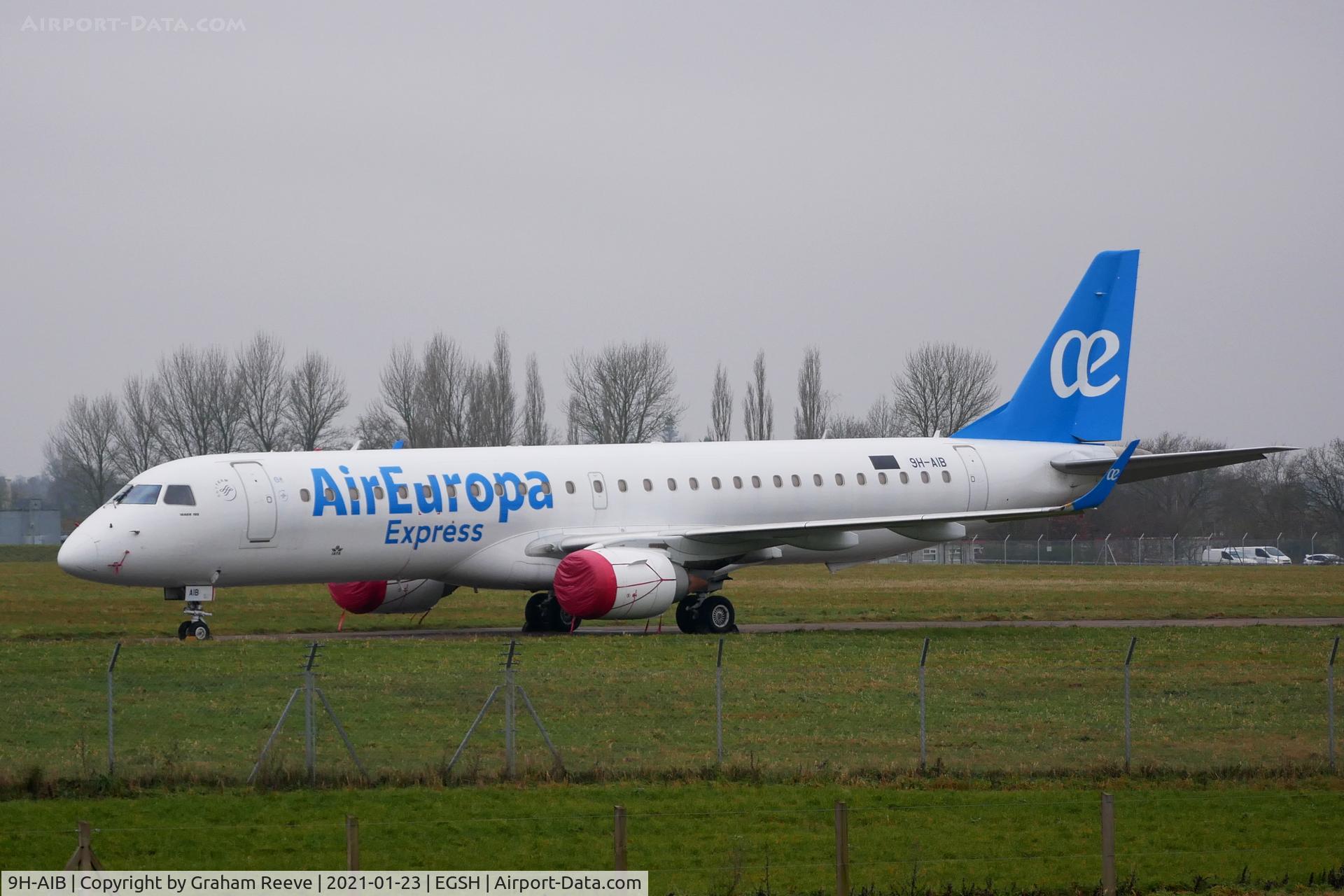 9H-AIB, 2009 Embraer 195LR (ERJ-190-200LR) C/N 190-00244, In storage at Norwich.