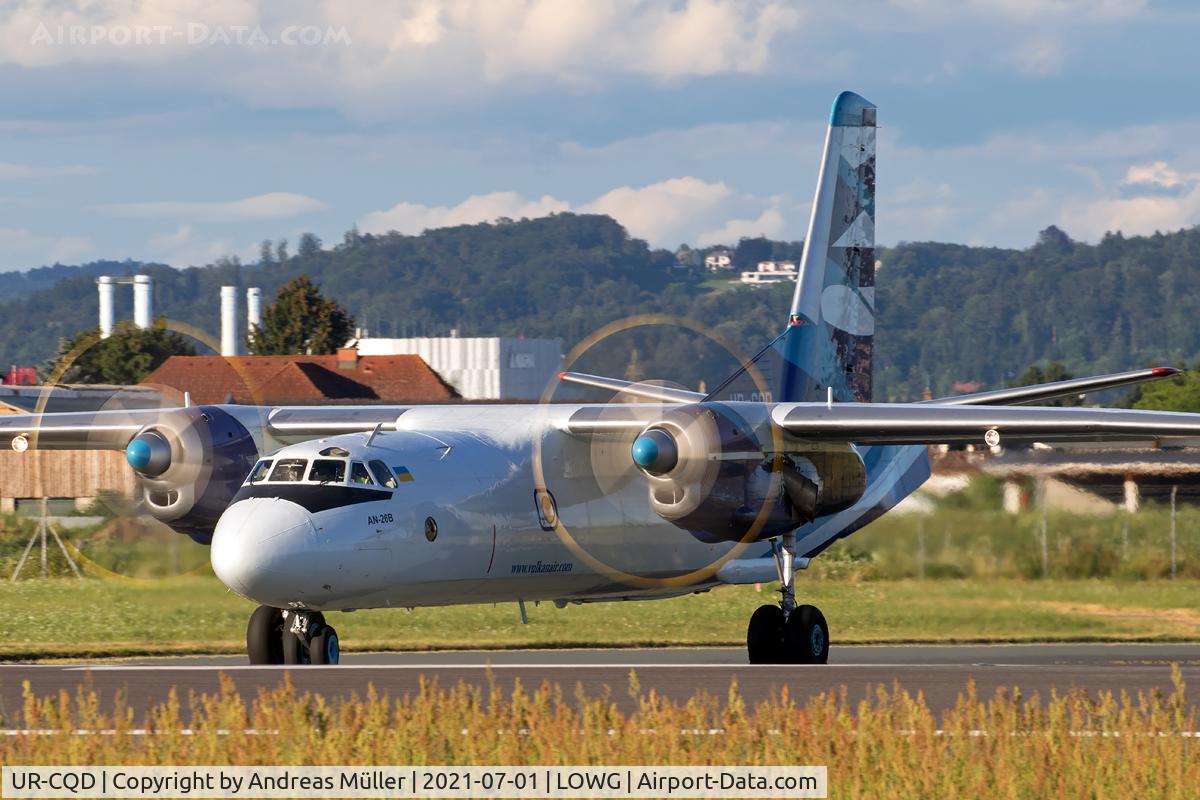 UR-CQD, 1980 Antonov An-26B C/N 10101, Line up for departure to Zagreb.
